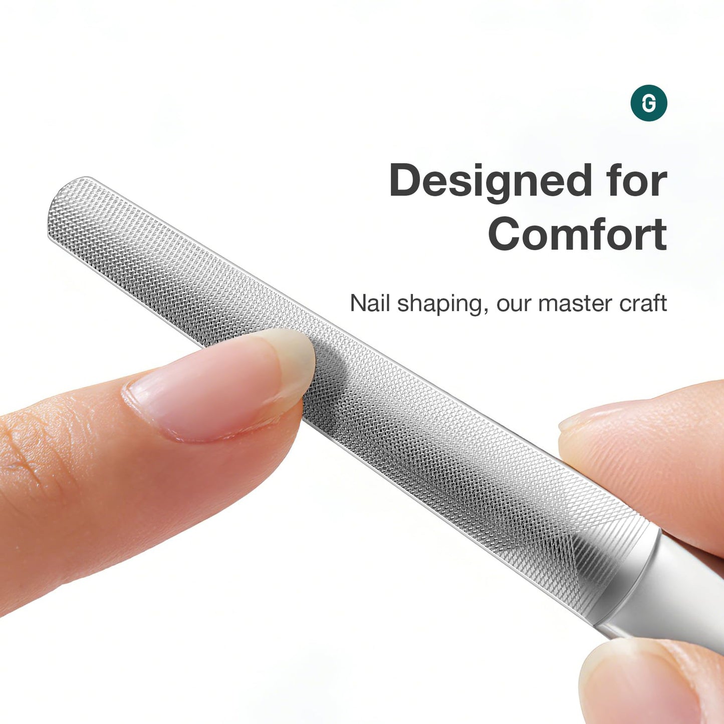 MR.GREEN Double Sided Nail Files Stainless Steel U-Shaped Nail File Curve Anti-Slip Handle