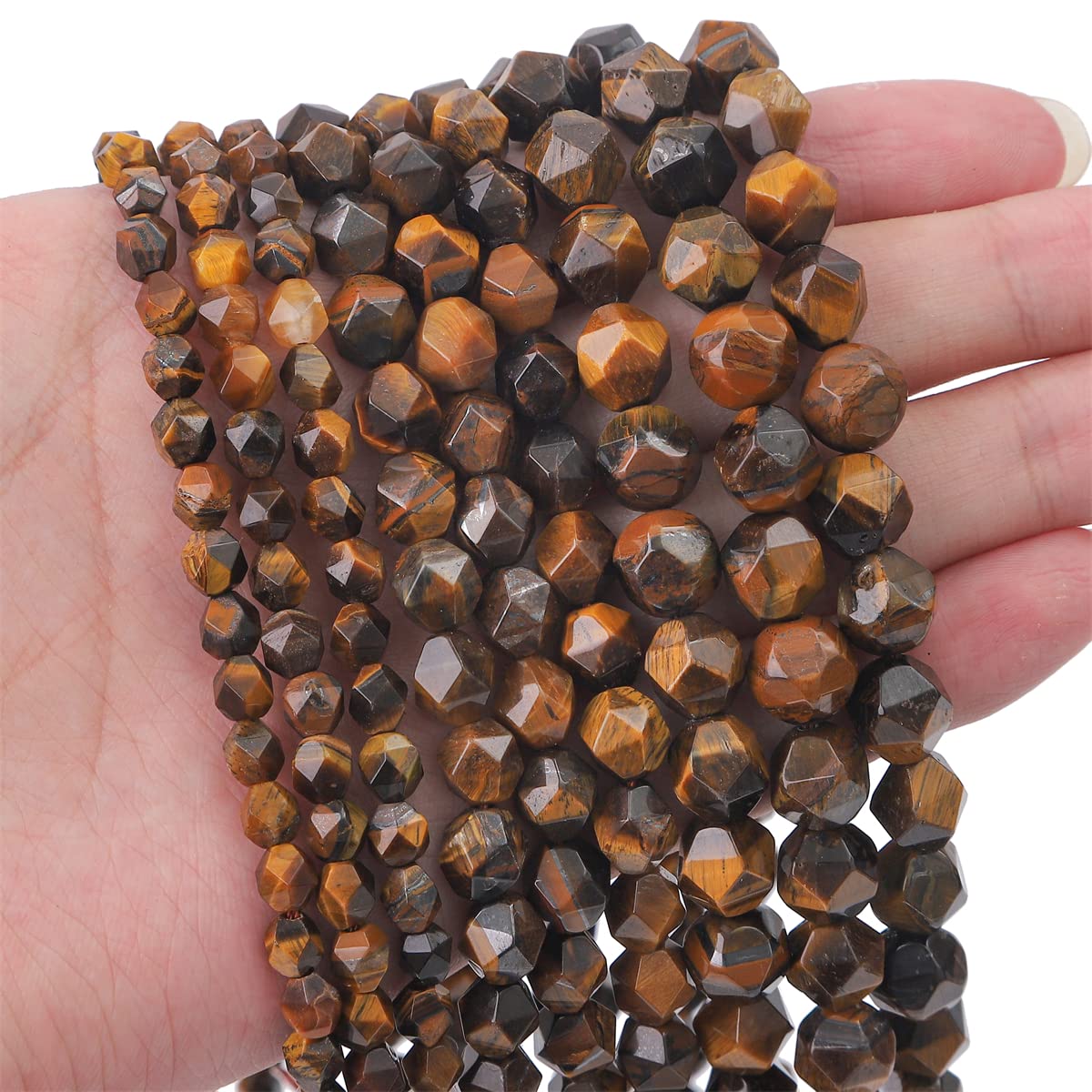 BEADIA Faceted Natural Yellow Tiger Eye Stone Round Beads 6mm 36cm/Strand for Jewelry Making