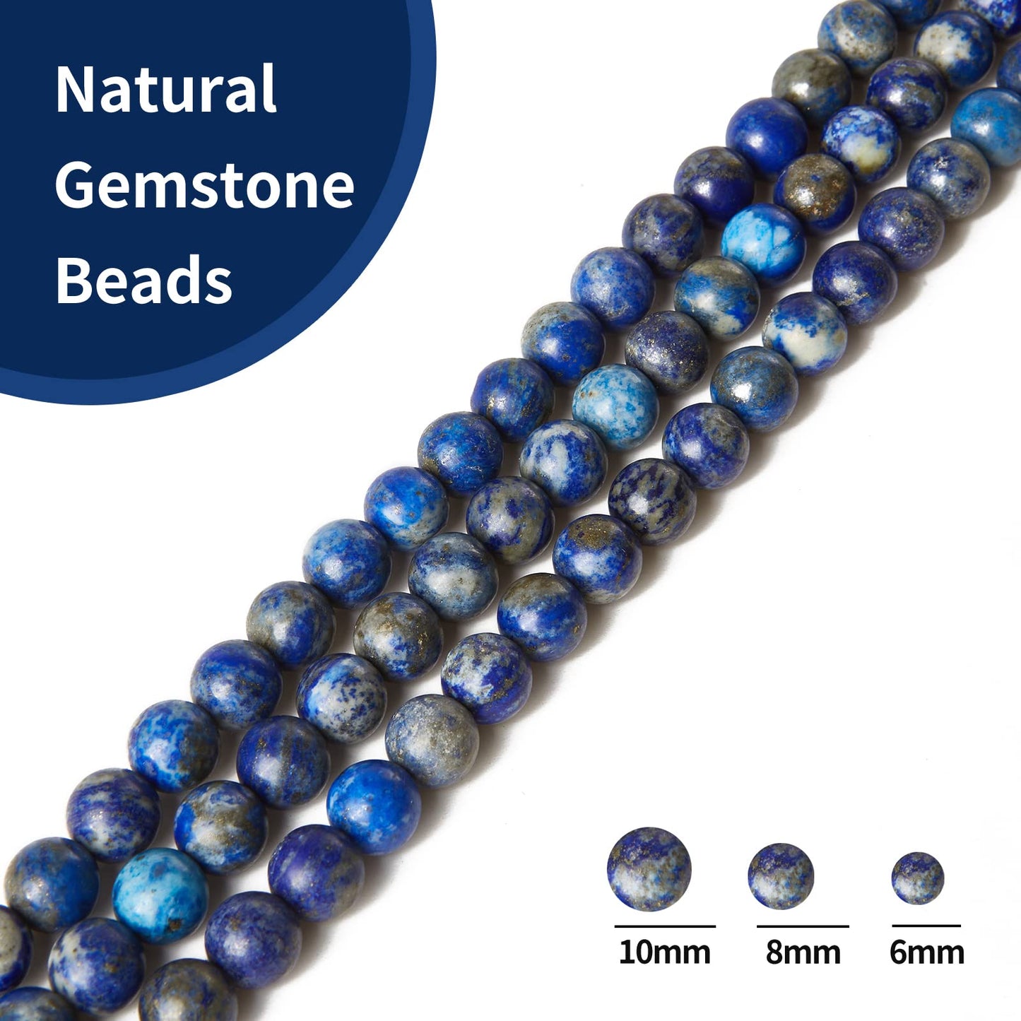 35pcs 10mm Natural Lapis Lazuli Beads Gemstone Beads Round Loose Beads for Jewelry Making