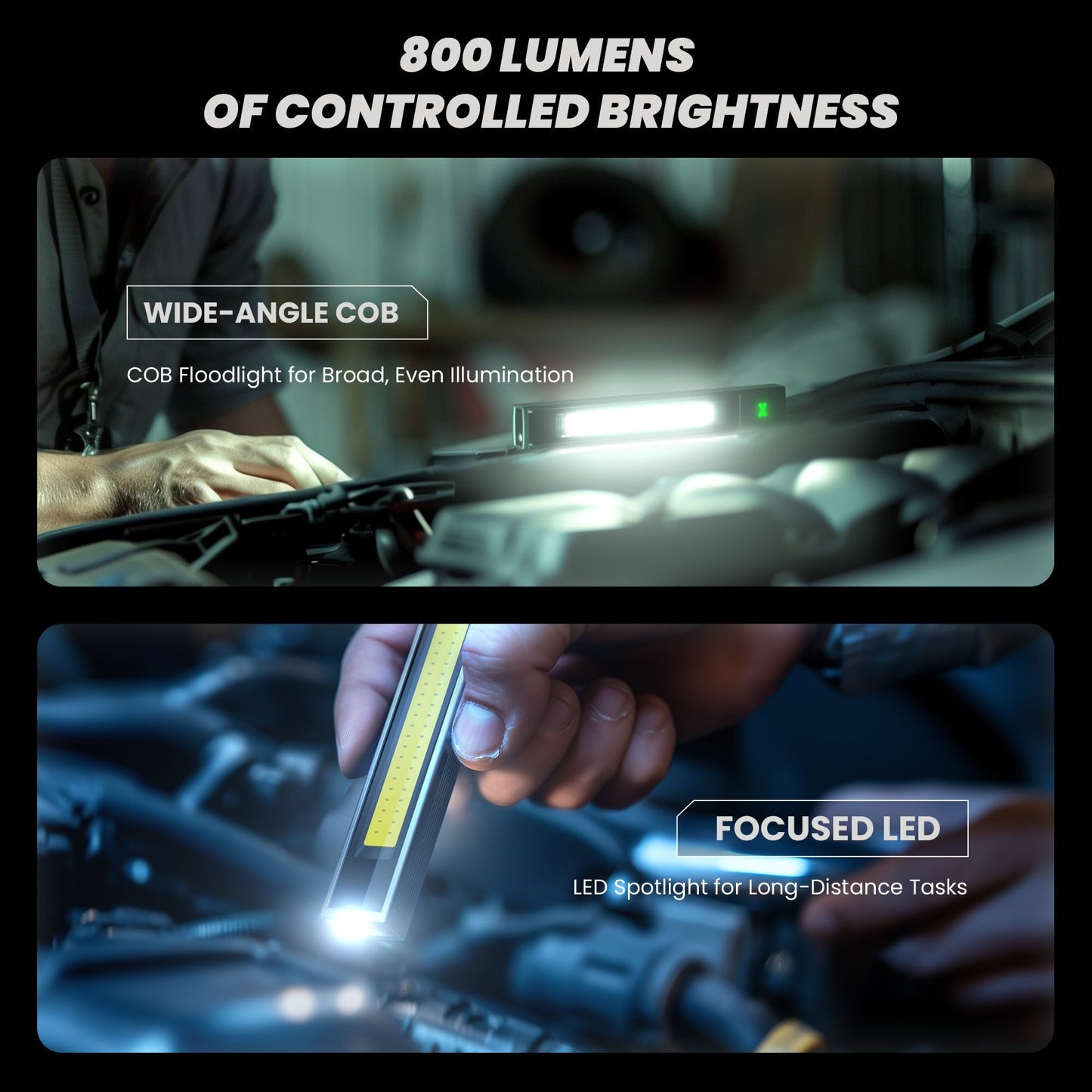 EGUKU Rechargeable Pen Light, 800 Lumen Pen Flashlights with COB Work Light, Portable LED Pocket Flashlight with 6 Light Modes, Clip Flashlight with Magnetic Base for Inspection, Work, Repair