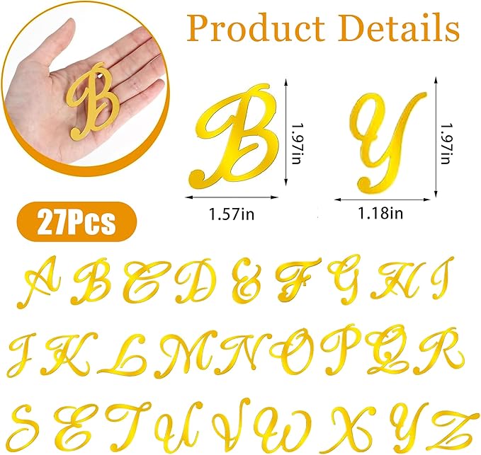 Gold Acrylic Alphabet Cake Topper Set