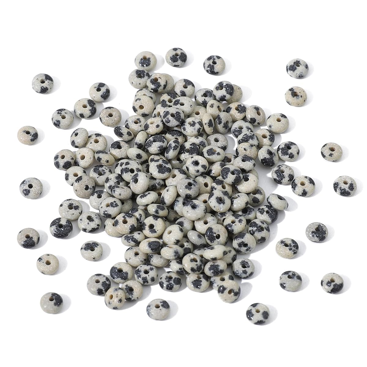 BEADIA Natural Dalmatian Disk Stone Beads 4x2mm 160pcs Rondelle Loose Semi Gemstone Beads for Jewelry Making Design