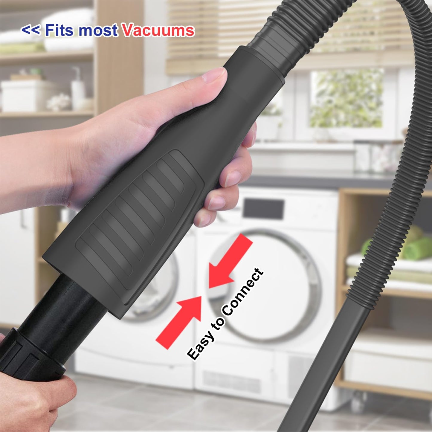 Sealegend 2 Pieces Dryer Vent Cleaner Kit and Flexible Dryer Lint Brush Vacuum Hose Attachment Power Lint Remover Refrigerator Coil Brush, Black