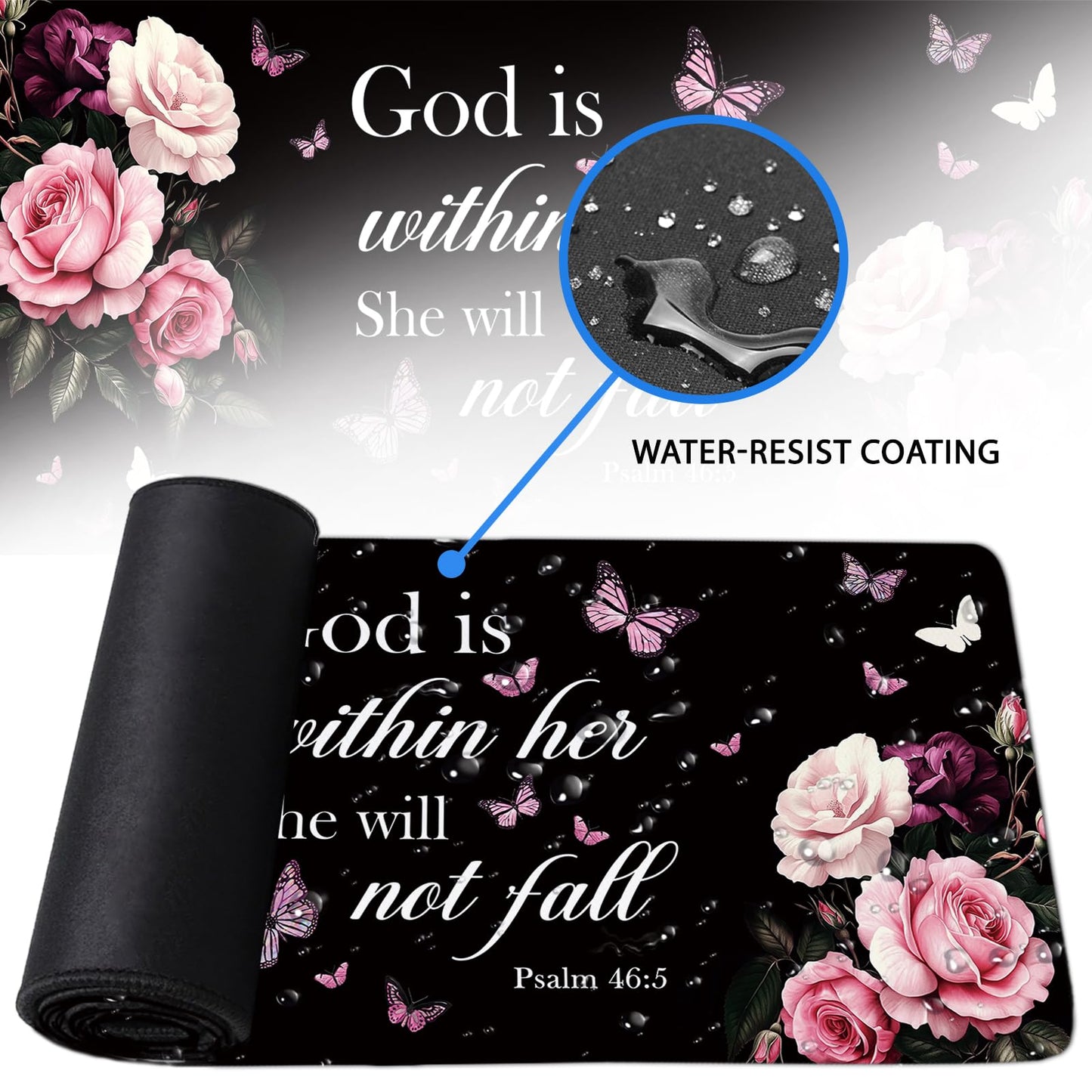 Flower Large Gaming Mouse Pads, Butterfly Flower Computer Keyboard Desk Mousepad with Non-Slip Base and Stitched Edge, Gifts for Boy Men, Large Desk Mat for Topdesk for Keyboard Mouse 11.8”x 31.4”XL
