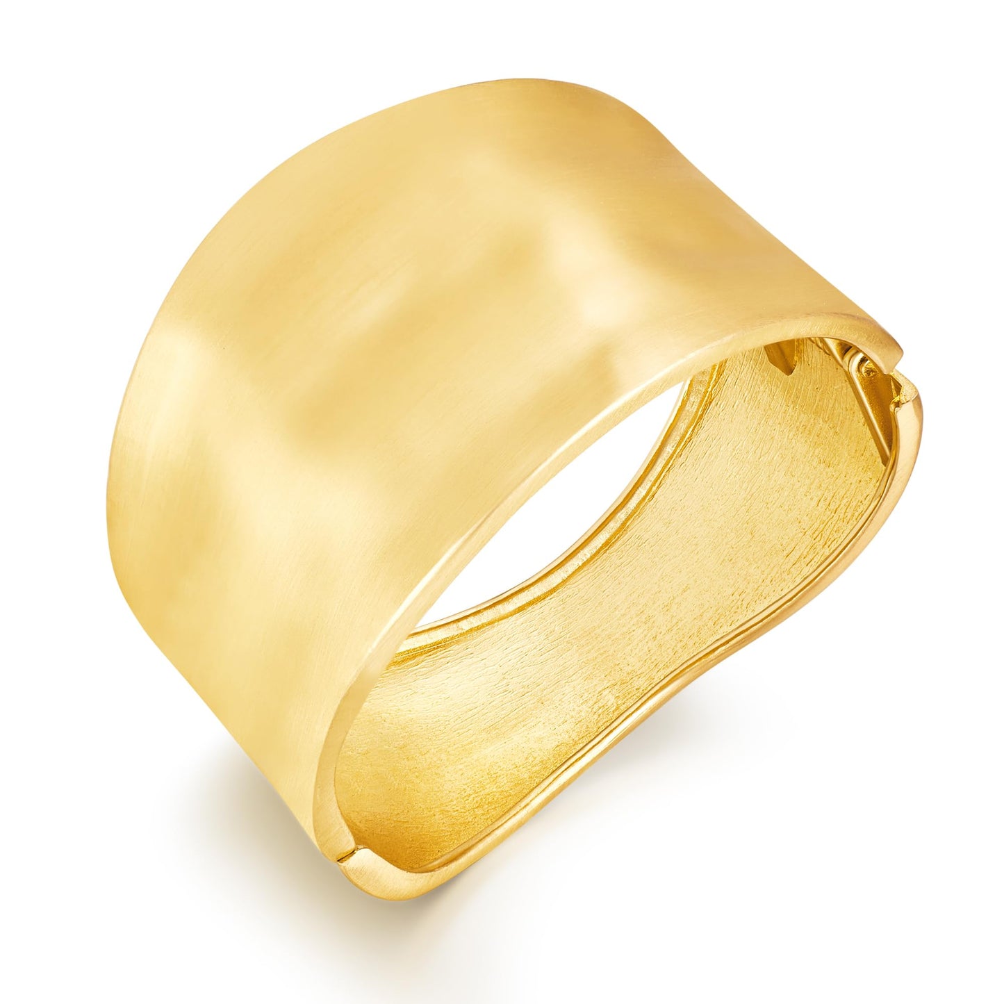 Wide Brushed Golden Cuff Bracelet for Women Statement Thicked Matte 14k Gold Plated Bangle Bracelet Chunky Big Open Cuff Bracelet
