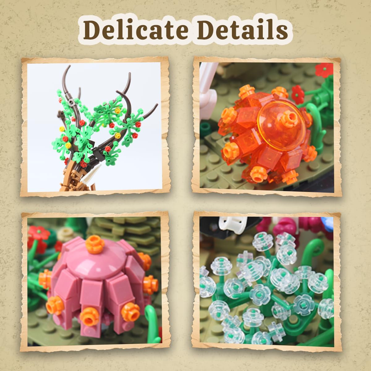 FIKAXTOY DIY Deer with Flowers Building Set, Animal & Plants Collection Model Kit, Nature Decor for Home Office Shelf, Collectible Craft for Adults & Teens