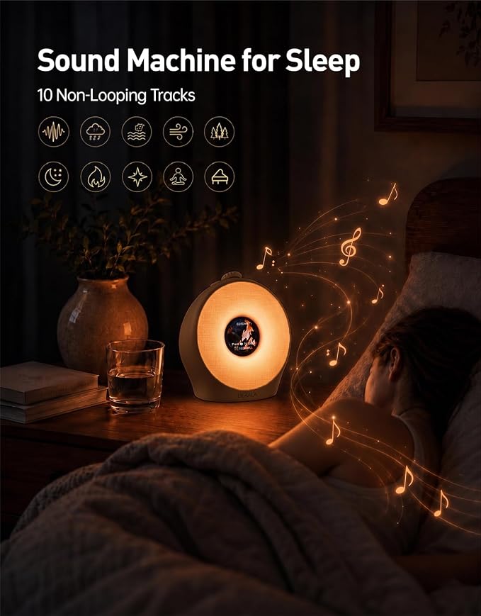 Dekala Sunrise Alarm Clock for Heavy Sleepers with Pulse Wake, Sunset Sound Machine with Breathing Ambient Light, Loud Alarm for Bedrooms, Wake Up Light, Digital Color Display & 7 Themes, No App
