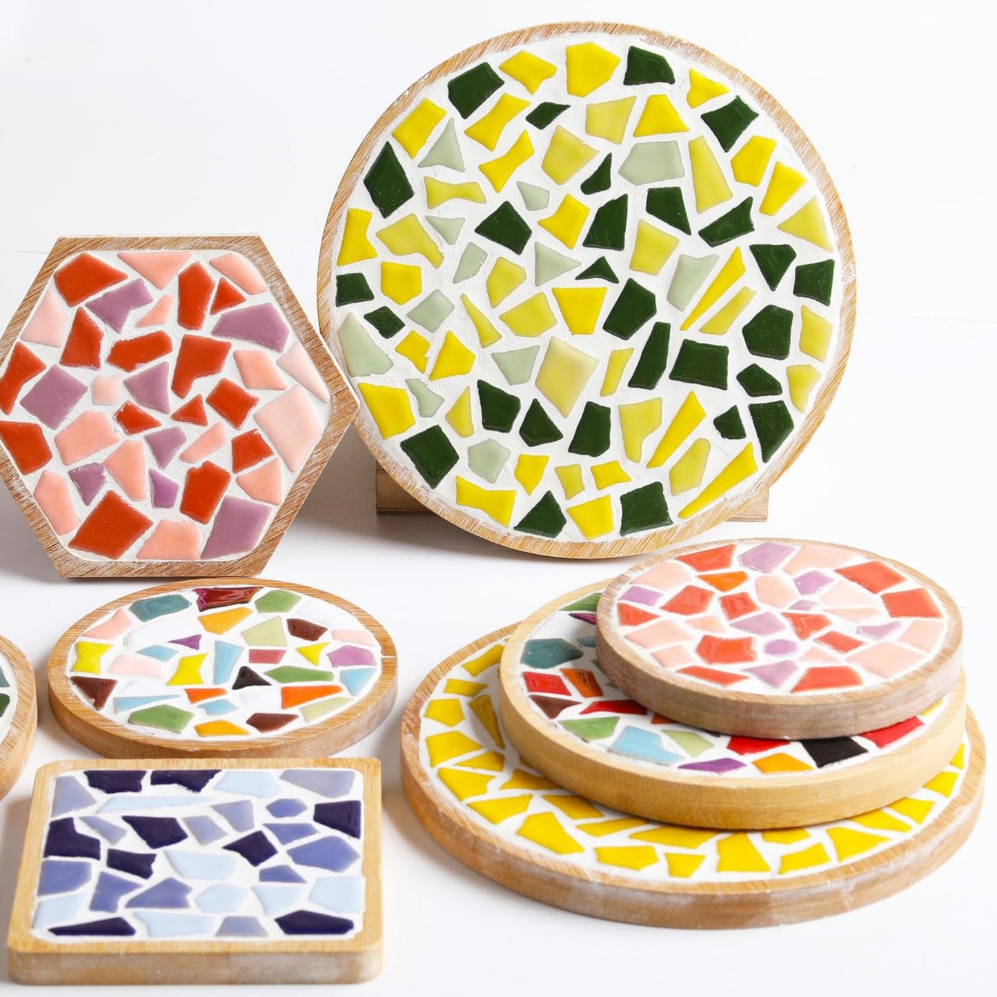AONUOAO Irregular Ceramic Mosaic Tiles for Crafts, Green Mosaic Tiles for Crafts Bulk, Mosaic Pieces for Crafts, Mosaic Making, Decoration, and More