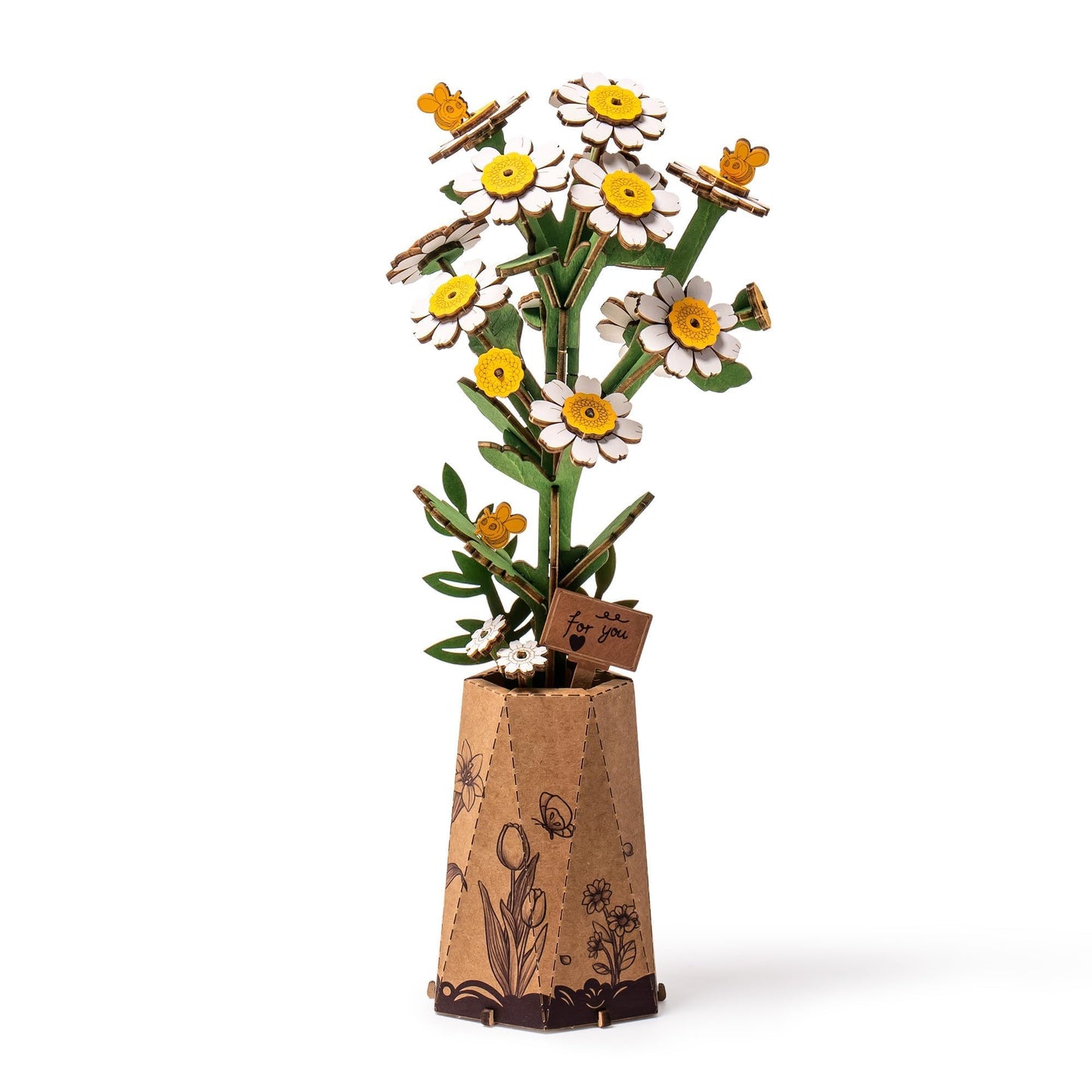 Wowood 3D Flower Wooden Puzzles for Adults-Chamomile, Mothers Day DIY Wooden Flowers Model Kit Building Set Crafts Gifts, Artificial Botanical Collection Creative Gift Ideas/Housewarming (101PCS)