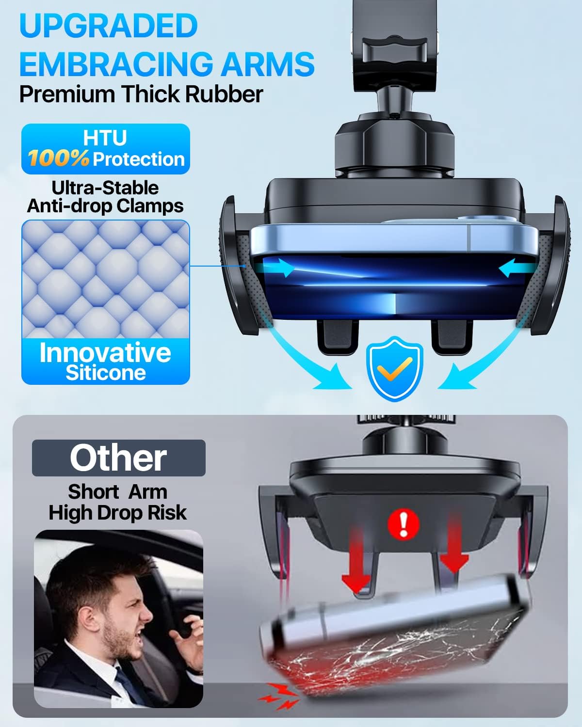2025 Ultimate Car Phone Mount【98+LBS Strongest Suction & Military-Grade】【Patent & Safety Certs】 Cell Phone Holder Truck Stand for Dashboard Windshield Vent for iPhone 16 Pro Max Samsung (Dark Blue)