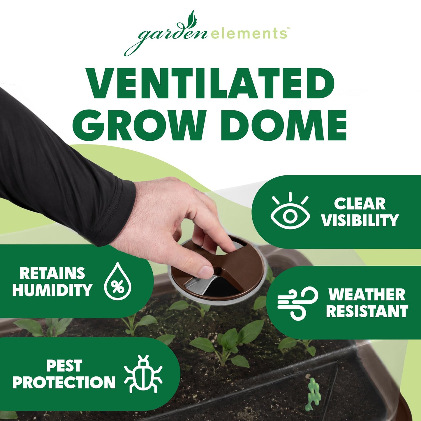 Garden Elements Brown Elevated Raised Garden Bed, 29.5" x 15" - Self-Watering Planter Box with Ventilated Grow Dome for Indoor/Outdoor Vegetables, Herbs & Seed Starting