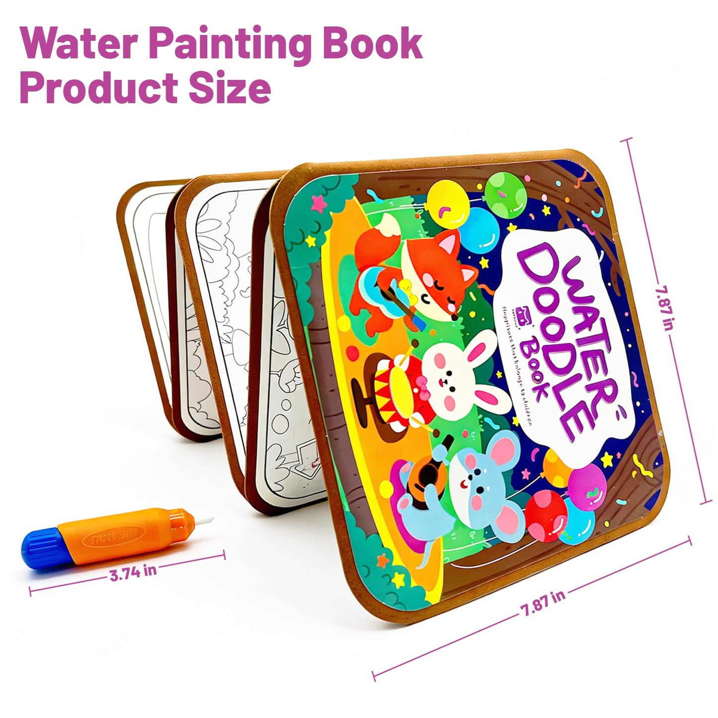 BlivEclat Water Coloring Book for Toddlers 1-3 - Mess Free Reusable Magic Reveal Montessori Painting Book with Water Pen - No Mess Paint with Water Activity for Kids Ages 2-4