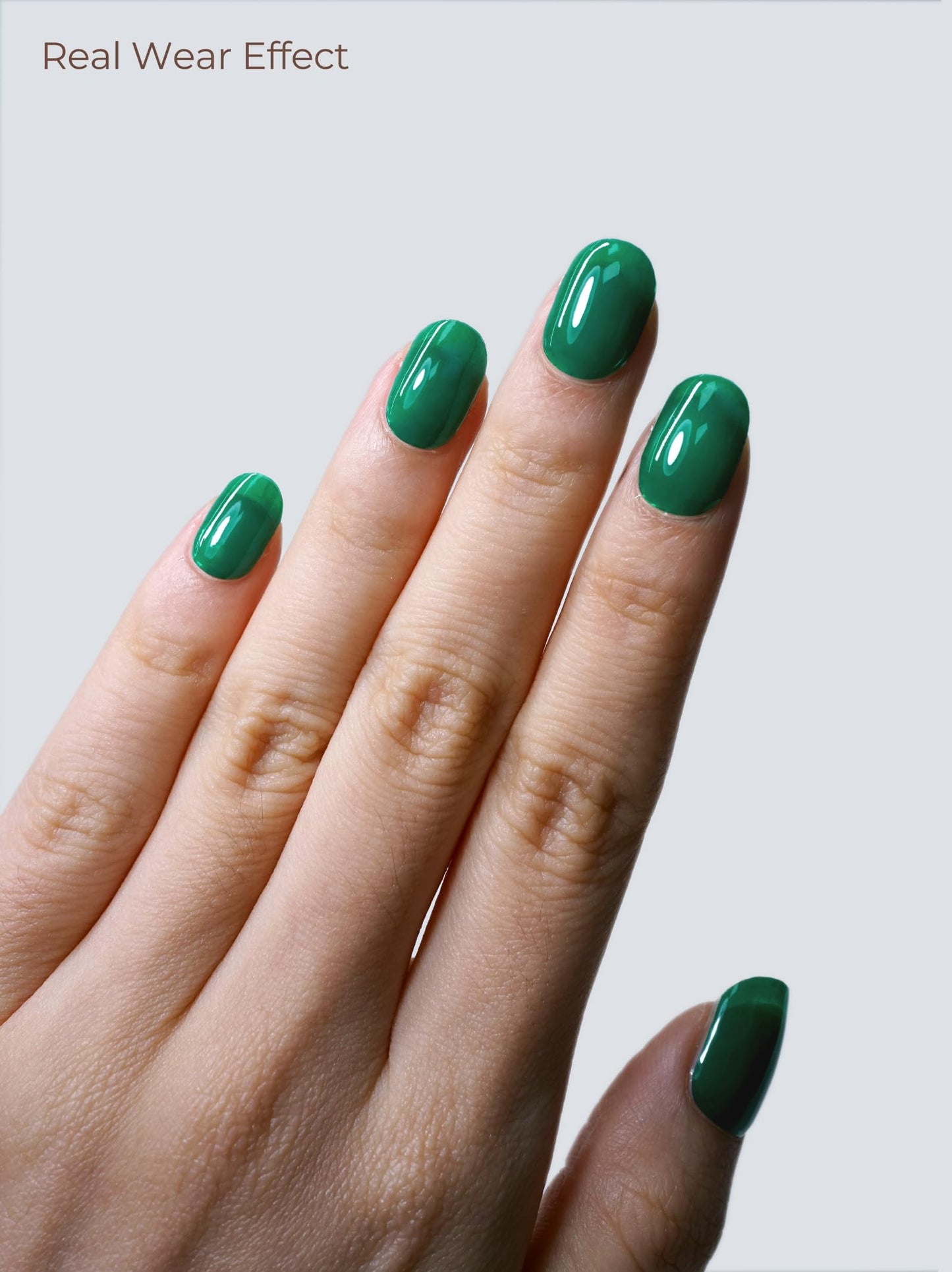 Beaolata Real Gel Nail Strips (No UV Light Needed) - 44Pcs Salon Quality Nail Stickers - Long Lasting Polish Wraps for Women, Easy Apply & Remove (Emerald)