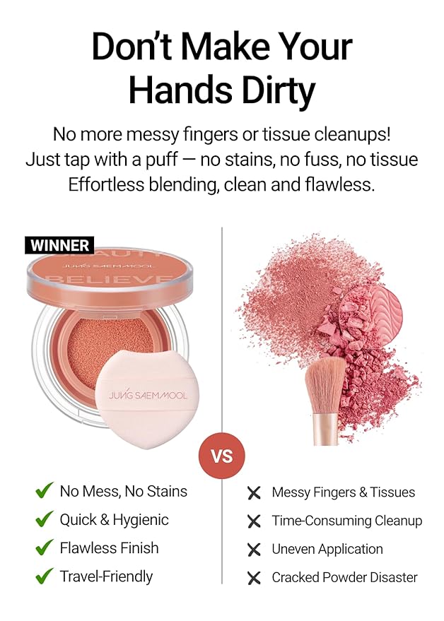 JUNGSAEMMOOL Artist Cushion Blush (Bubbly Pink) | Easy to Blend, Lightweight, Hydrating Cushion Blush for Dewy & Glowing Cheeks