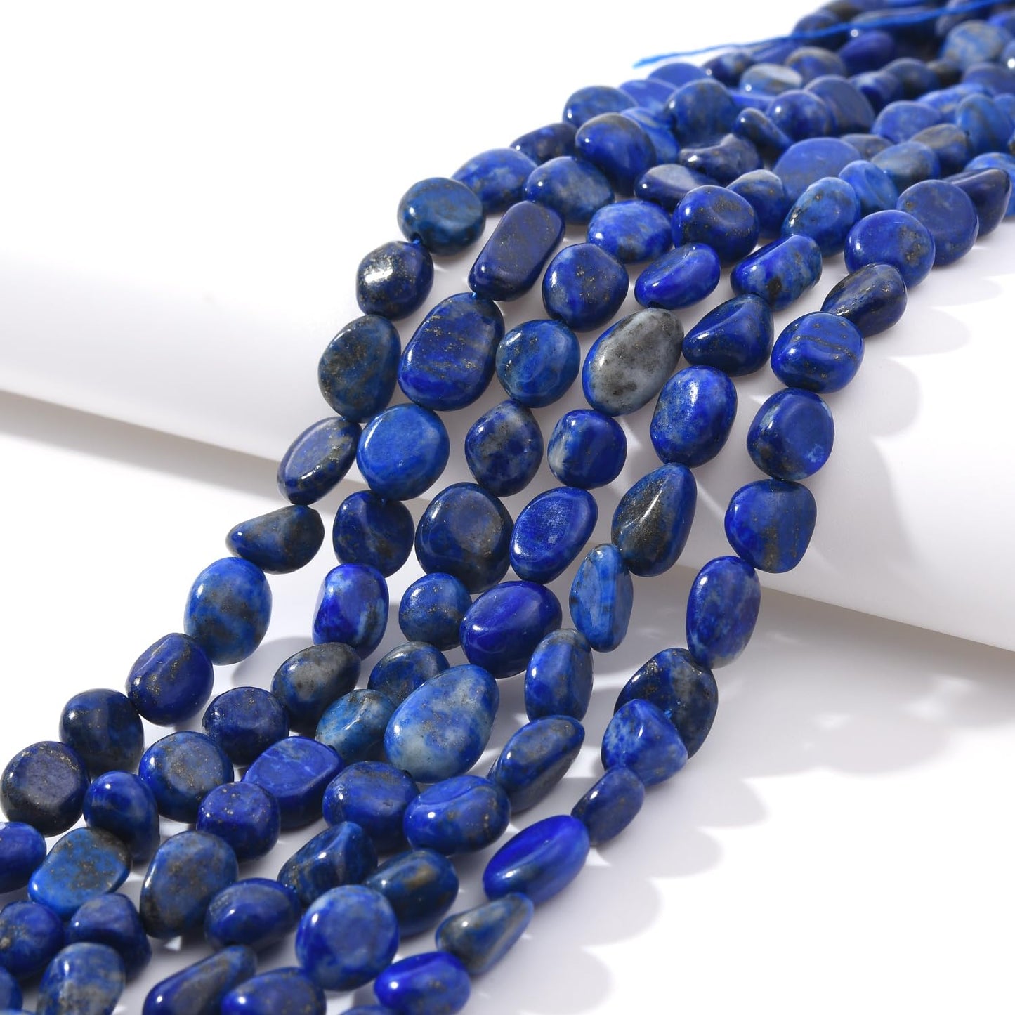 jodaying 6-8mm Natural Blue Lapis Lazuli Nuggets Oval Free Tumbled Pebble Semi Precious Gemstone Loose Stone Beads Approx 15.5 inch for DIY Jewelry Making