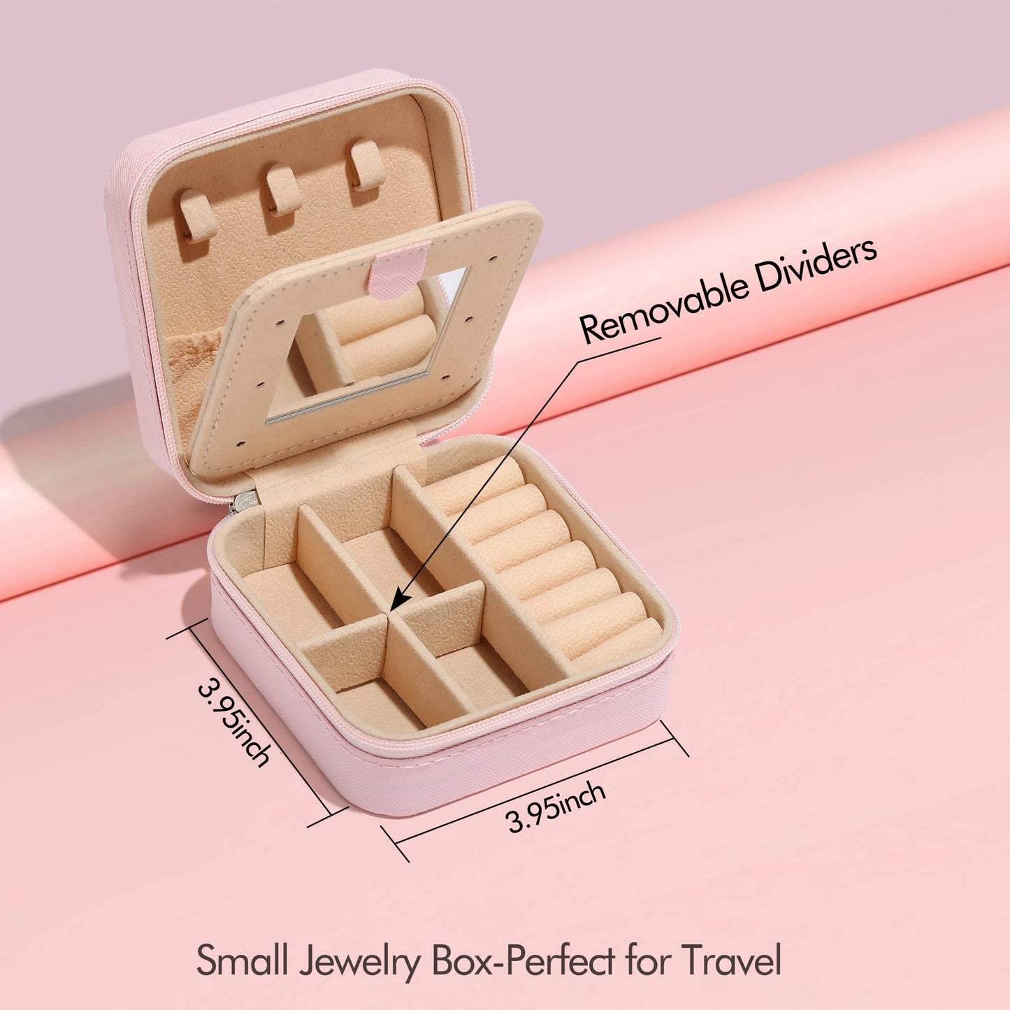 Parima Jewelry Organizer Box | Travel Jewelry Case | Ring, Necklace & Earring Organizer | Small, Pink