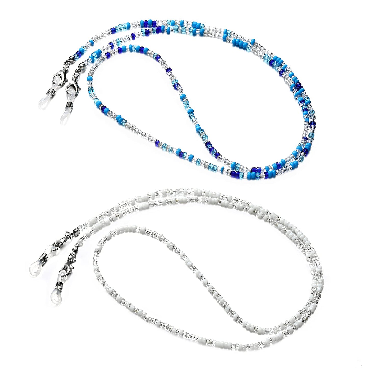 humlbird 2 Pcs Glasses Chain Mask Lanyard Strap Mask Chain Face Mask Holder Around Neck Eyeglass Chain for Women Stylish, Blue White