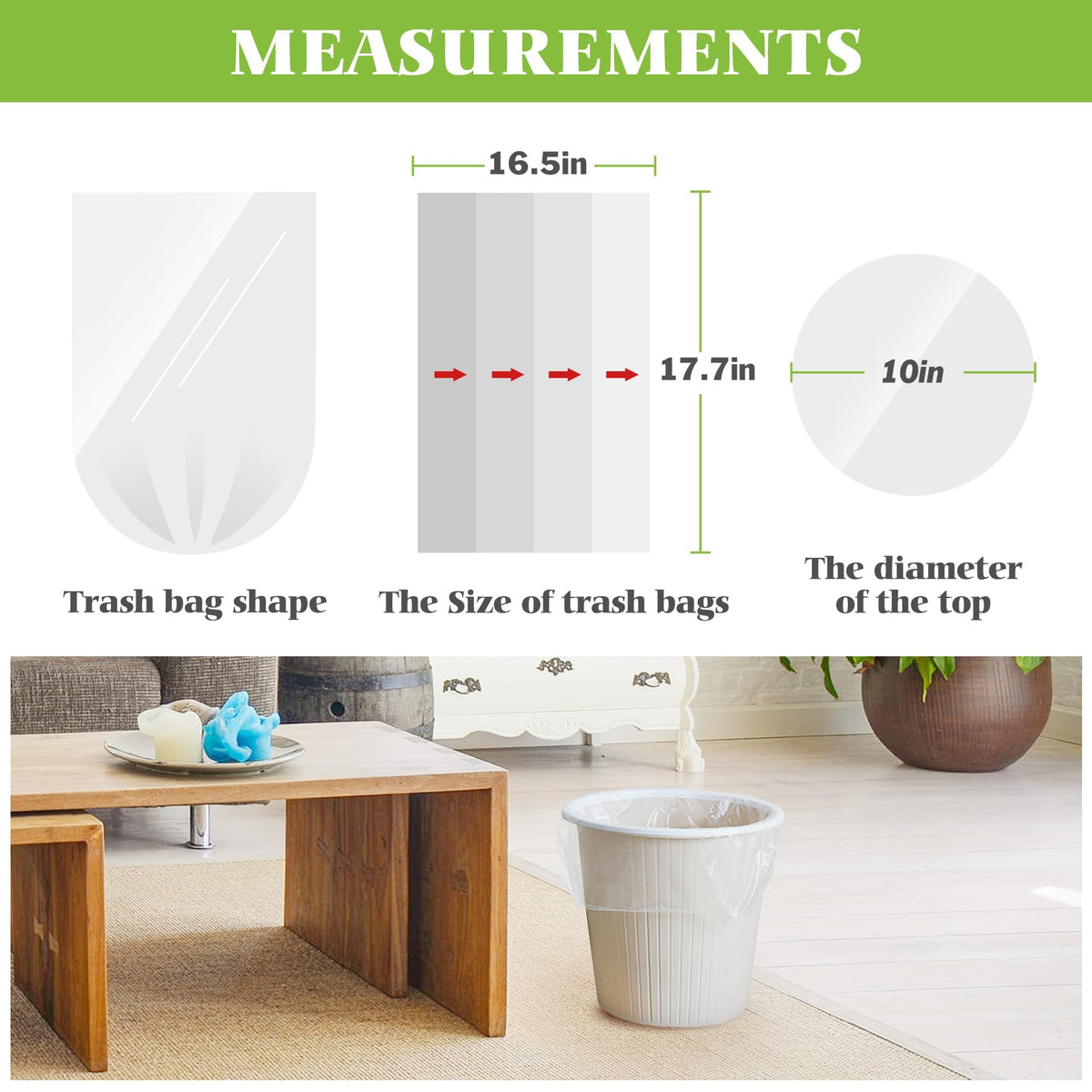 2.6 Gallon 150 Counts Small Trash Bags Garbage Bags by Teivio (120 Count)