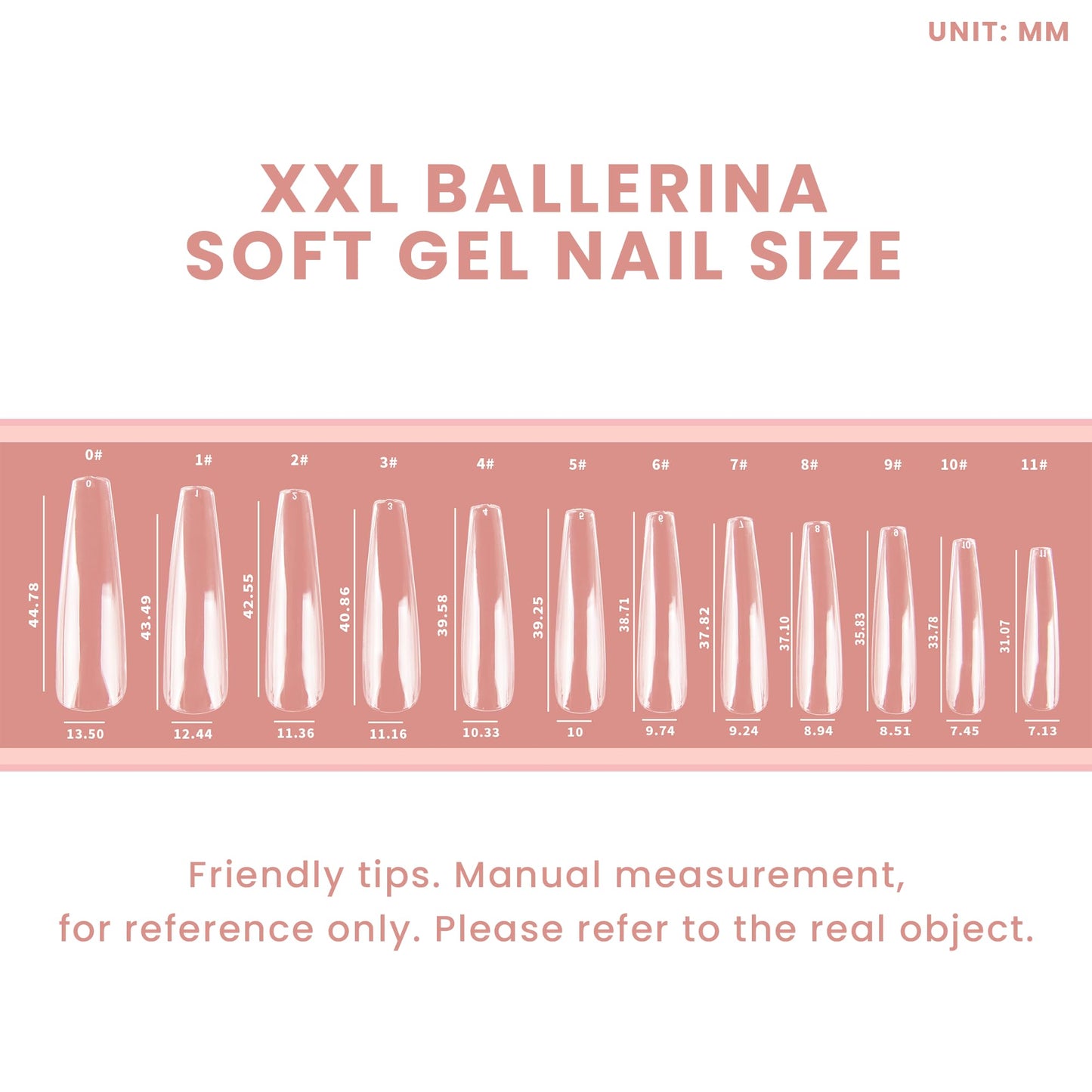 Allkem Soft Gel Nail Tips - 360 pcs XXL Ballerina Nail Extensions Kit - 12 Sizes Extra Extra Long Full Cover Nails - Clear (360 Pieces)