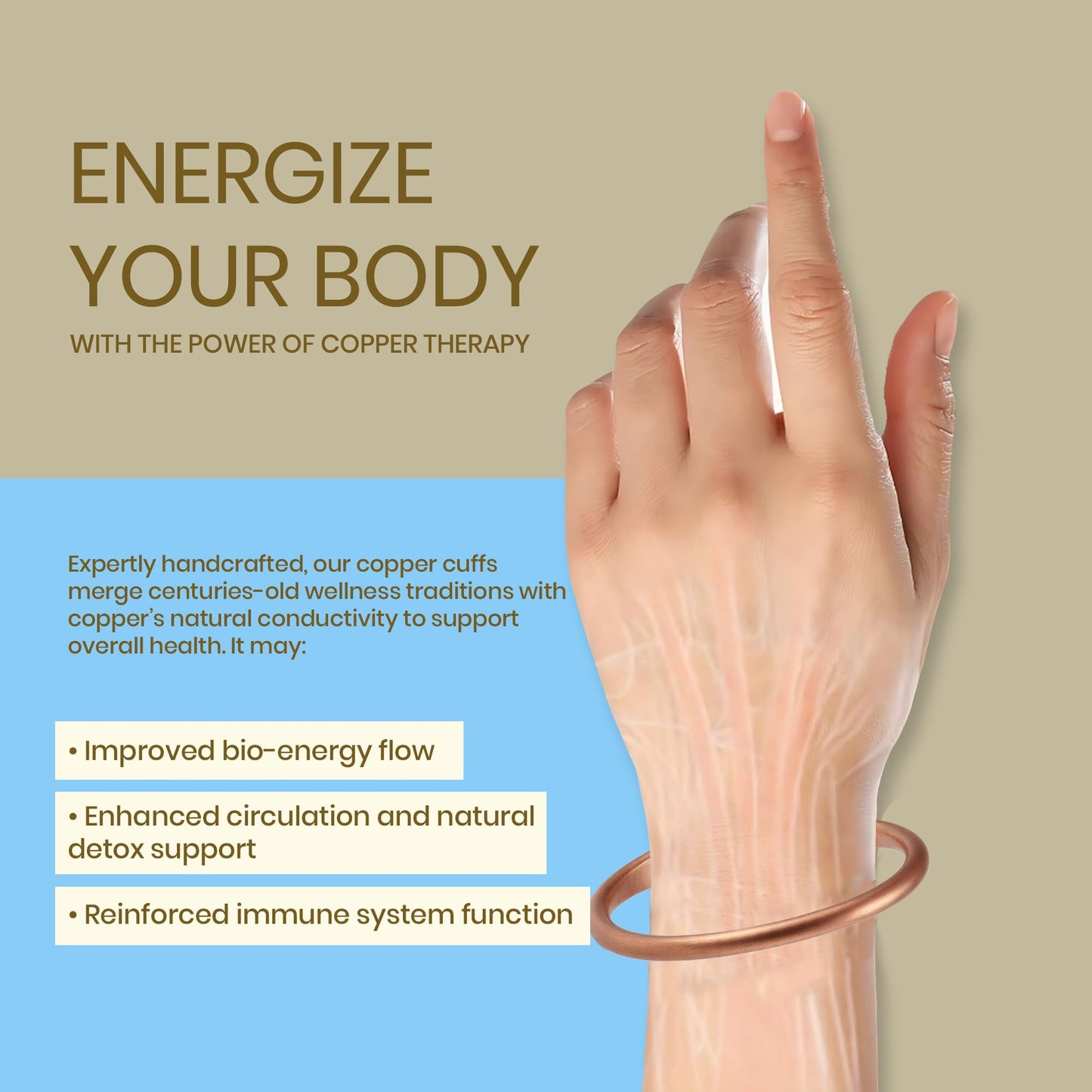 Healing Monk Pure Copper Bracelet for Men & Women – Handmade Uncoated Copper Jewelry Cuff – Adjustable Healing Copper Bracelets for Arthritis – Mens & Womens Copper Cuff Pulsera de Cobre (Healer)