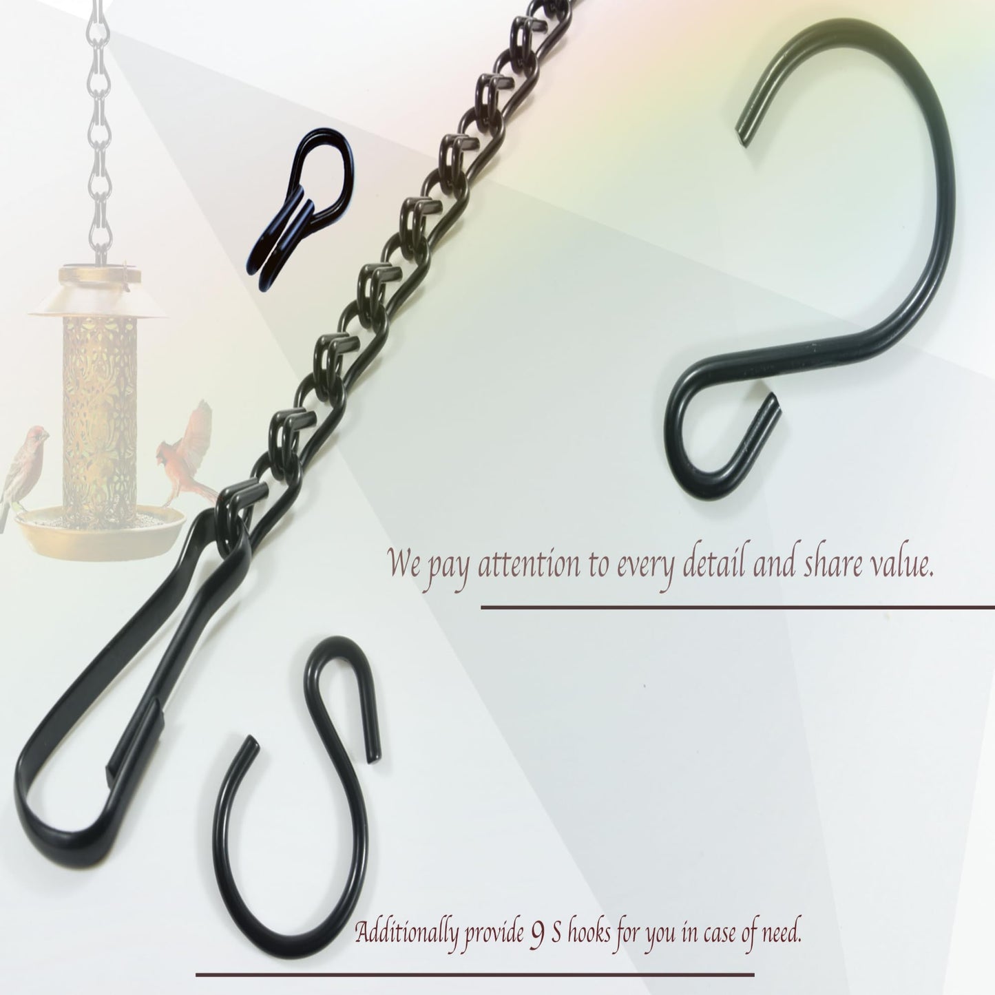 Uarepretty 3 Sets 24 Inches Hanging Chains for Planters, Ornaments， Bird Feeders, Billboards, Fruit Basket, Indoor and Outdoor (Black)