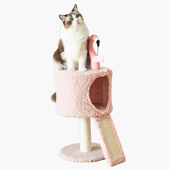 Catry 3-Level Small Tree with Hammock & Paper Scratching Post and Top Bed