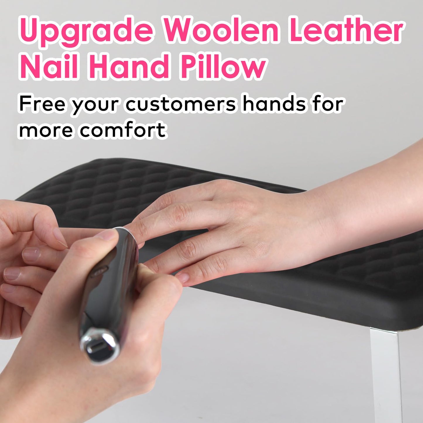Arm Rest for Nails Tech, BORNBYME Update PU Leather Fish Pattern Hand Nail Foot Stand Rest for Manicure & Pedicure,Black