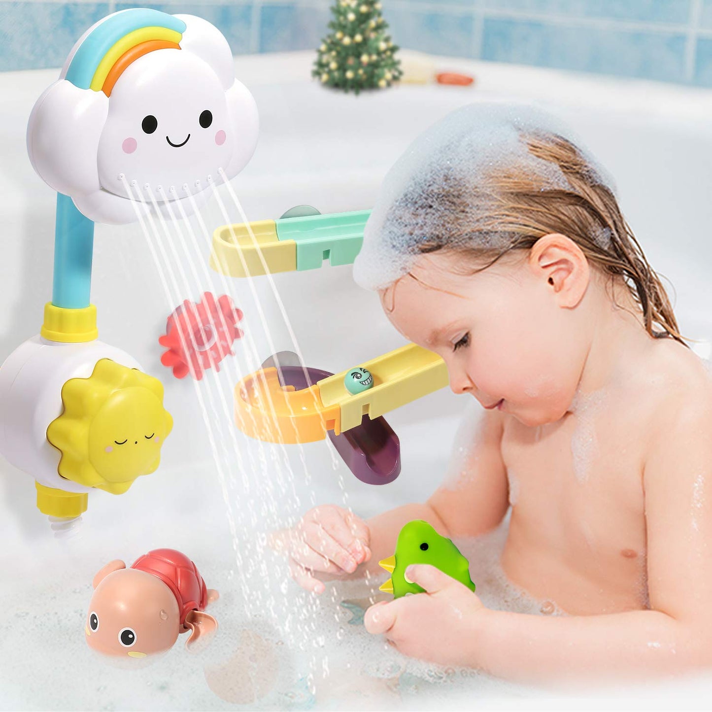 33 PCS Bath Toys for Toddlers and Babies, Bathtub Toy Set with Shower, Rubber Ducks, Floating Toys