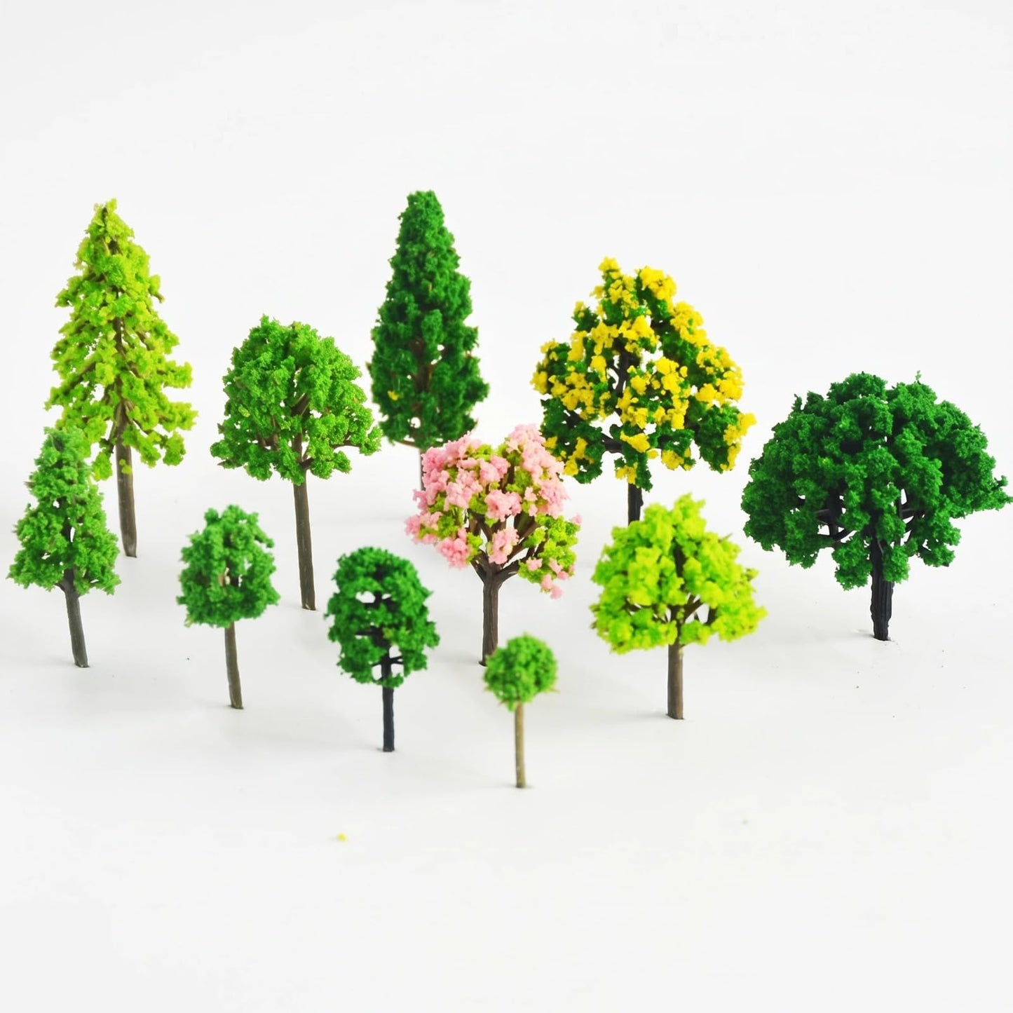 Model Trees & Diorama Supplies - 3-7cm Miniature Trees for Crafts, 55 Pcs Fake Plastic Trees for Fairy Garden Accessories & Diorama Box