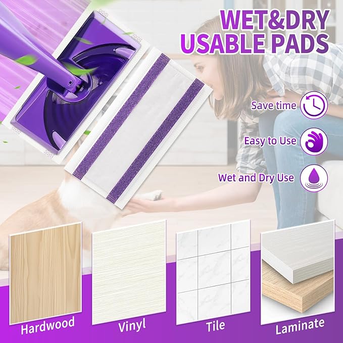40 Counts Disposable Mop Pad Refills for Wet Pads Refill, Replacement for Wet Jet Disposable Wet Jet Hardwood Floor Spray Mop Pads Refills, Thickness & Absorbent