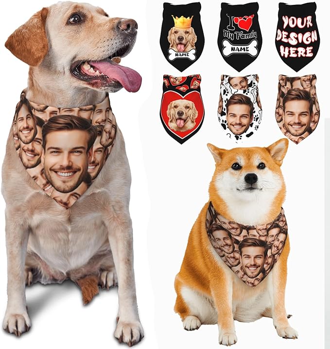 Custom Dog Bandana for Cat Dog Pet Add Your Design Personalized Neckwear Bandanas with Your Text Logo Image Customized Pet Scarf Funny Gifts Style 08