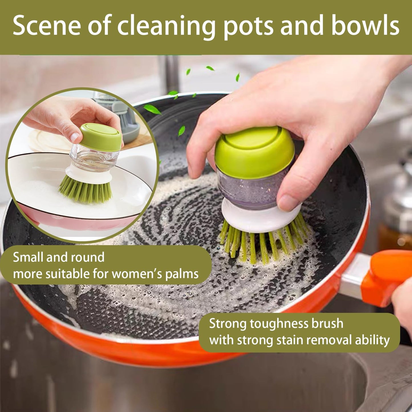 UGWkivd Soap Dispenser with Dish Brush and Storage Bracket, Easy to Clean Kitchen Utensils and Sink, Gray