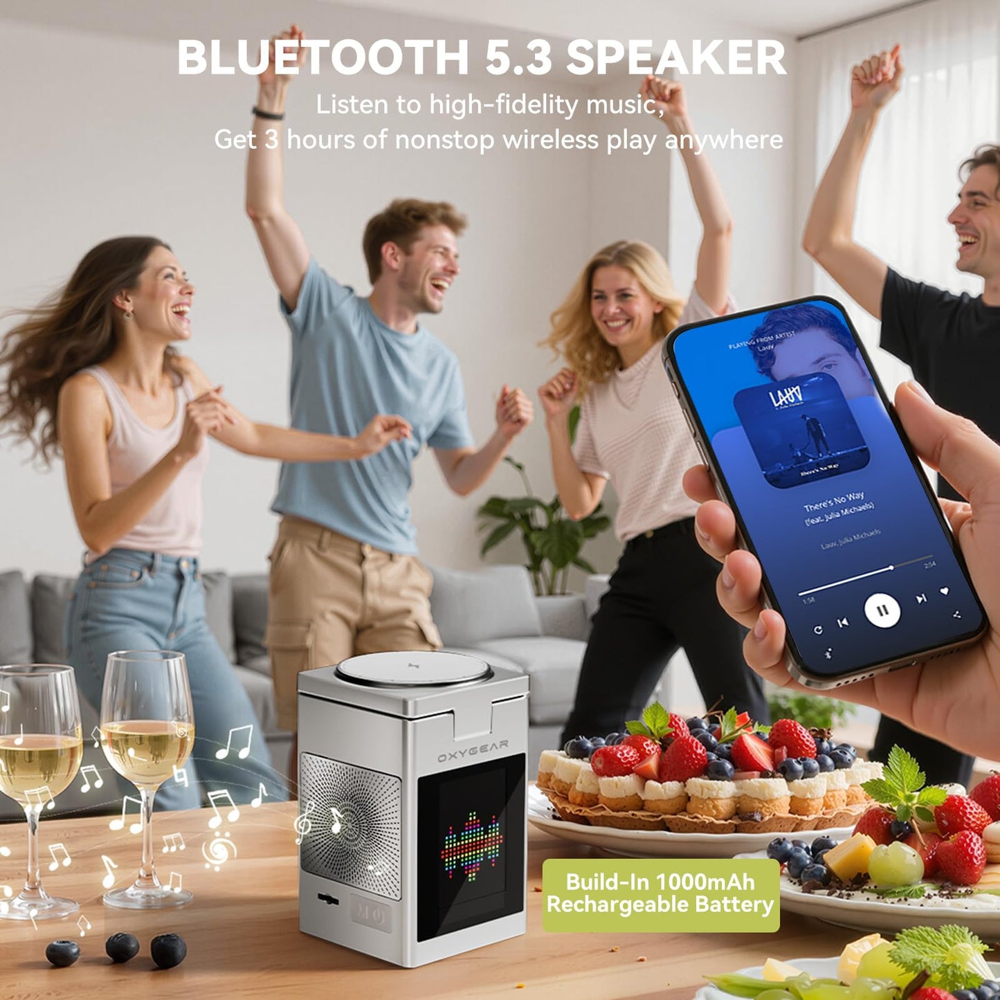 7-in-1 Multifunctional Wireless Charging Station with LCD Touch Screen, Bluetooth 5.3 Speaker, Alarm Clock, Qi2 Magnetic 15W Fast Charging Dock for iPhone, iWatch, AirPods, 20W Adapter (Silver)