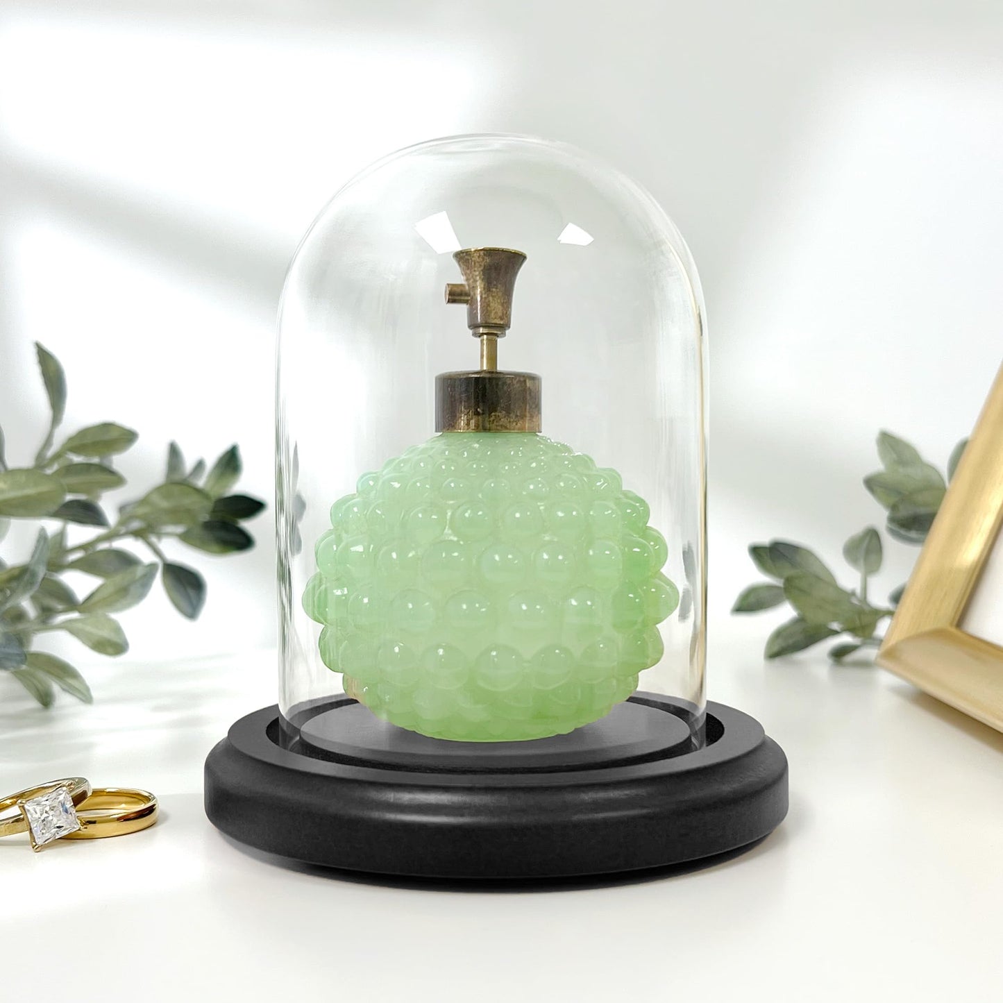 Plymor 3" x 4" Glass Display Dome Cloche (Black MDF Wood Base)
