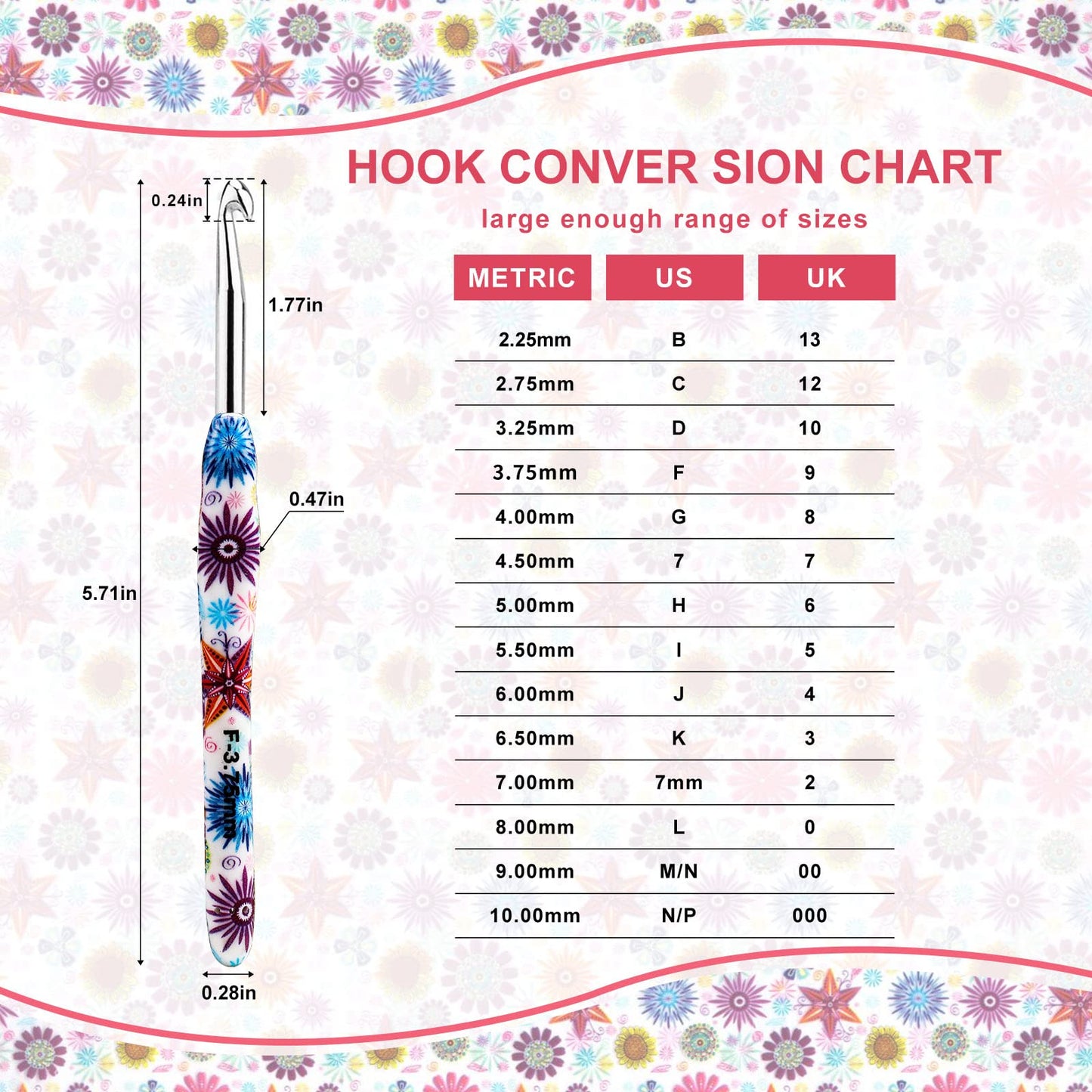 Looen Crochet Hooks Set, 14 Sizes 2.25mm(B)-10mm(N) Ergonomic Handle for Arthritic Hands, Soft Rubber Grip Knitting Needles Kit for Crochet Beginners, Knitting Enthusiasts(Purple)