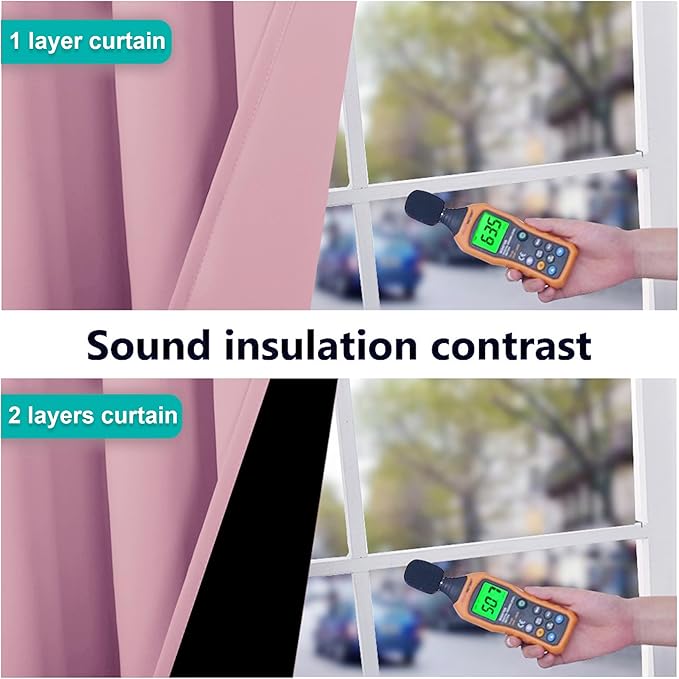 NICETOWN Crystal Pink Full Shade Curtain Panels, 37" Wide x 80" Long, Pair of Thermal Insulated & Energy Efficiency Blackout Curtains for Living Room Windows, Lined Silky Performance Window Dressing