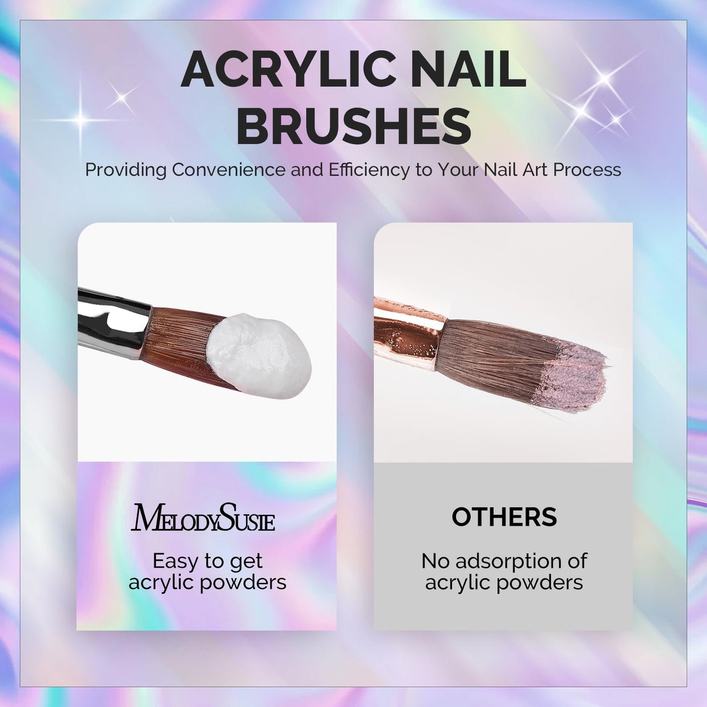 MelodySusie 4Pcs Acrylic Nail Brush Set and 4PCS Adjustable Resin Nail Art Palette Finger Rings Set