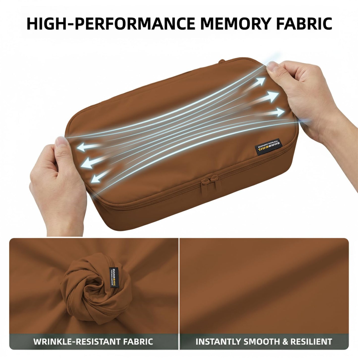 SOARSAIL 4 Piece Compression Packing Cubes for 3–7 Day Travel, Lightweight Travel Organizers with Breathable Mesh, Double-Zipper Packing Cubes for Carry-On & Suitcases (Light Brown)