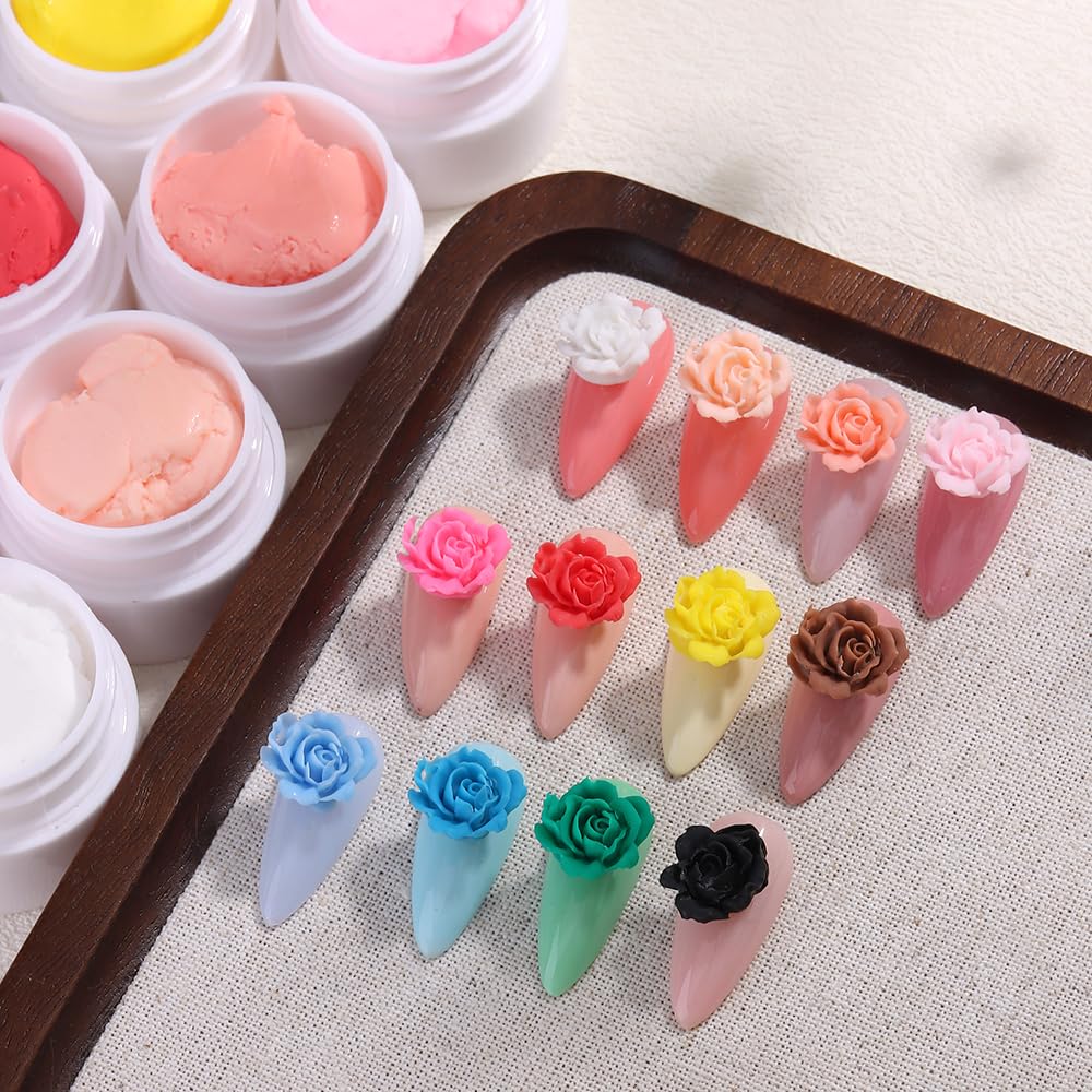 SUTOKAKA Solid Builder Nail Gel Set, 12 Colors Non-Sticky 3D Sculpting Gel for Nail Art Painting Drawing Carving Molding With Silicone Sculpture Pen for Manicure Salon Home DIY