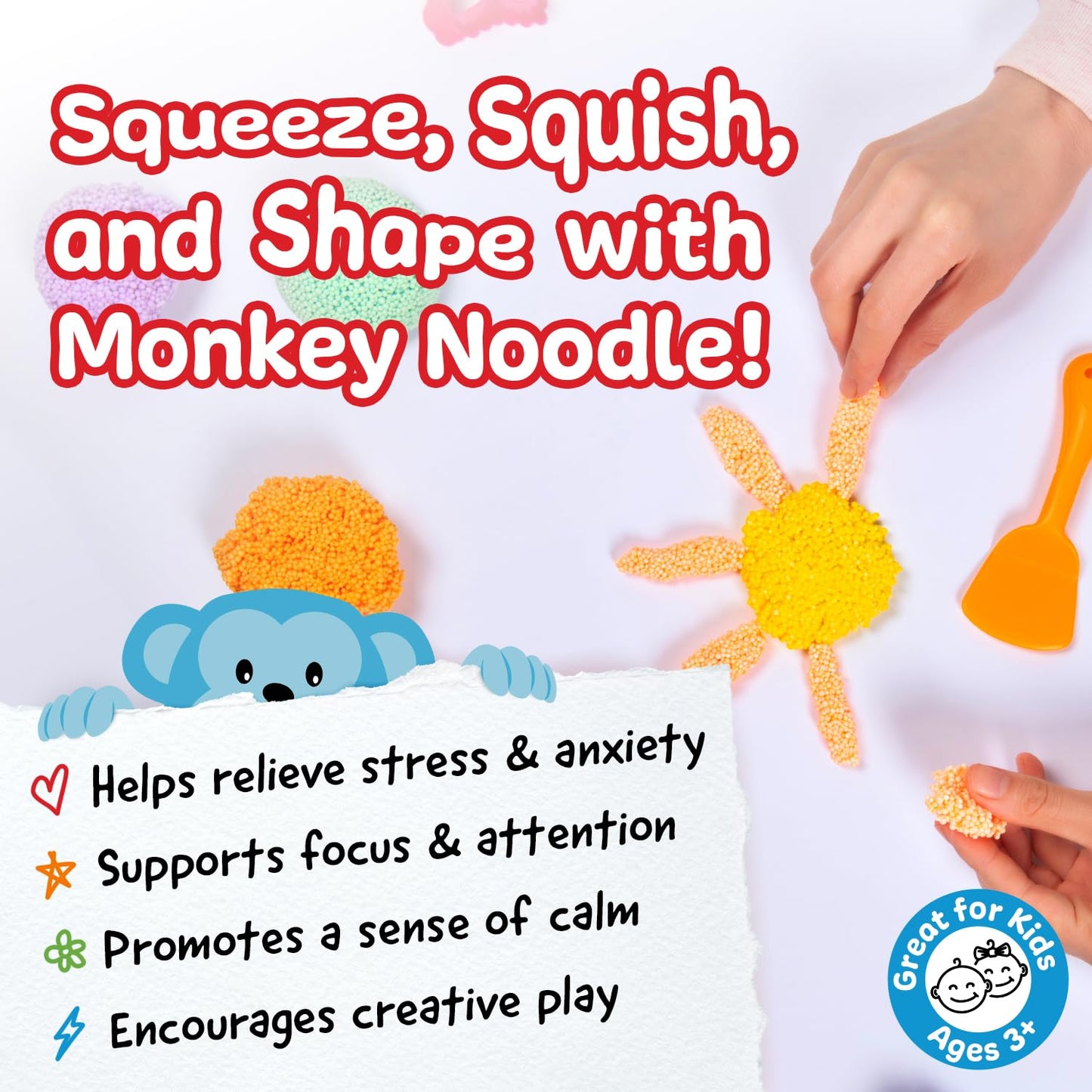 Impresa Monkey Foam Giant Foam Blocks - 5-Pack - Calming Sensory Play & Sensory Toys for Kids - Squishy Molding & Creative Toys - Fidget Gear for Basket - Ages 3+
