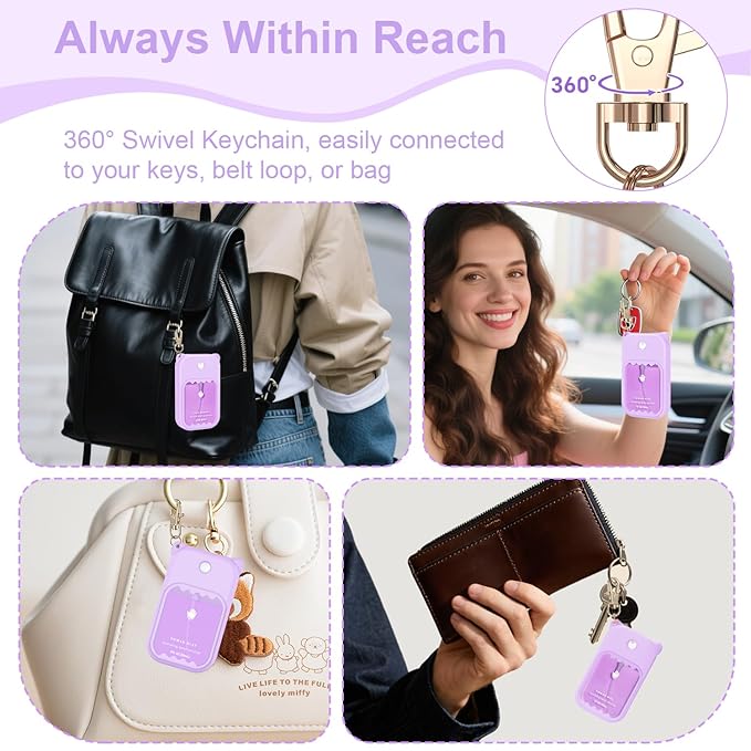 Hand Sanitizer Spray Case for Touchland Silicone Touchland Case Keychain Cute Hand Sanitizer Spray Holder Compatible with Touchland Power Mist Gentle Mist Glow Mist, Purple