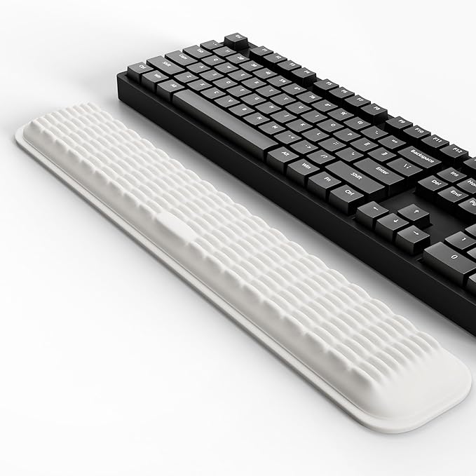 MEKASS Keyboard Wrist Rest, Soft Memory Foam Wrist Support for Keyboard, Keyboard Hand Rest Pad for Wrist Pain Relief, Keyboard Wrist Guard for Long Hours of Work, Gaming, Studying（White）