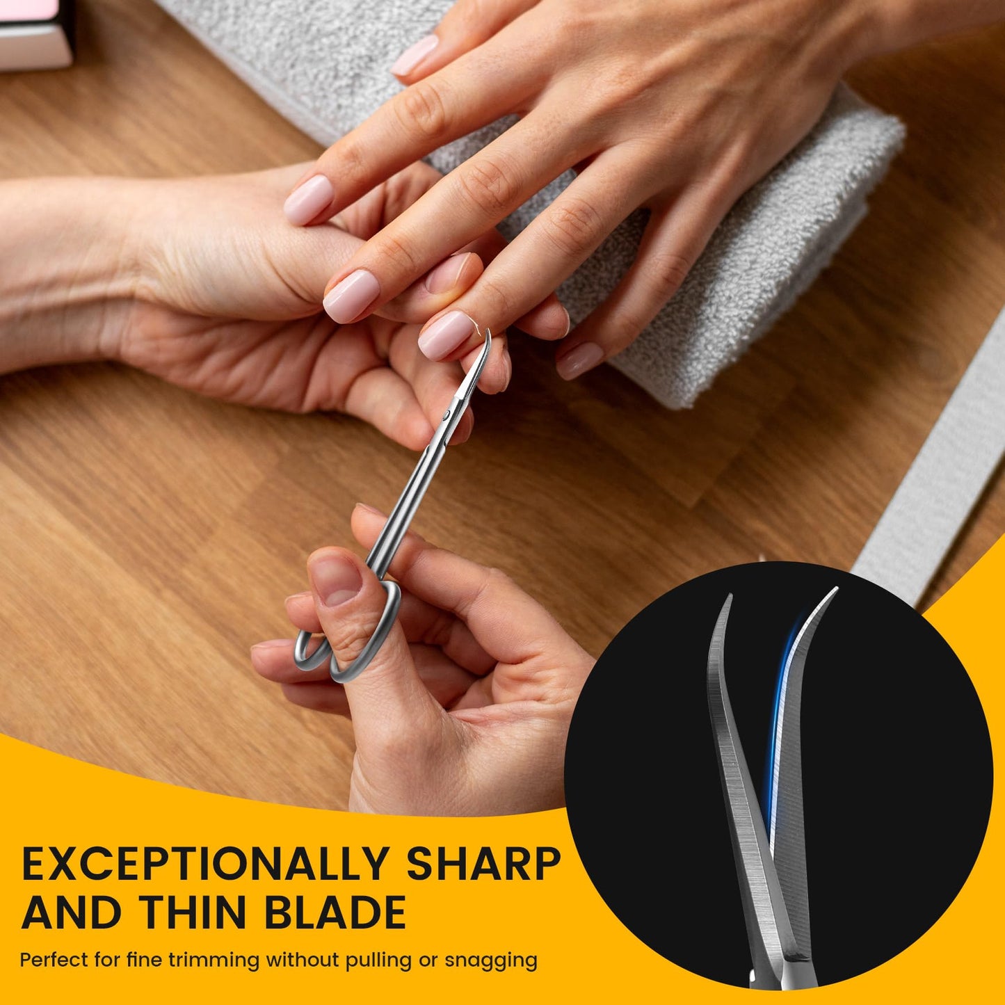 BEZOX Extra Fine Curved Cuticle Scissors, Super Thin Nail Scissors for Cutical Care Only, Professional Manicure Small Scissors, Stainless Steel CuticleTrimmer, 1 pcs