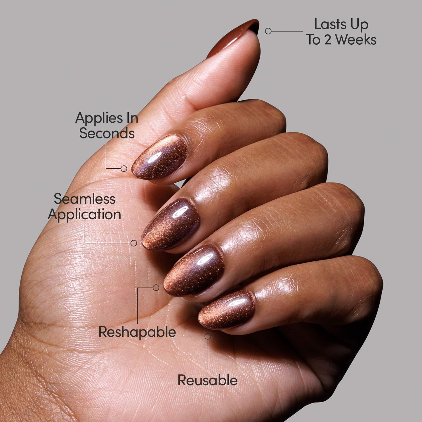 Glamnetic Press-On Nails Bundle - Magnetic Moscow & Goal Digger | Short Oval Fake Nails with a Cat-Eye Finish | Natural Short Round False Nails with Gold Foil | Durable, Salon-Quality Nail Kits