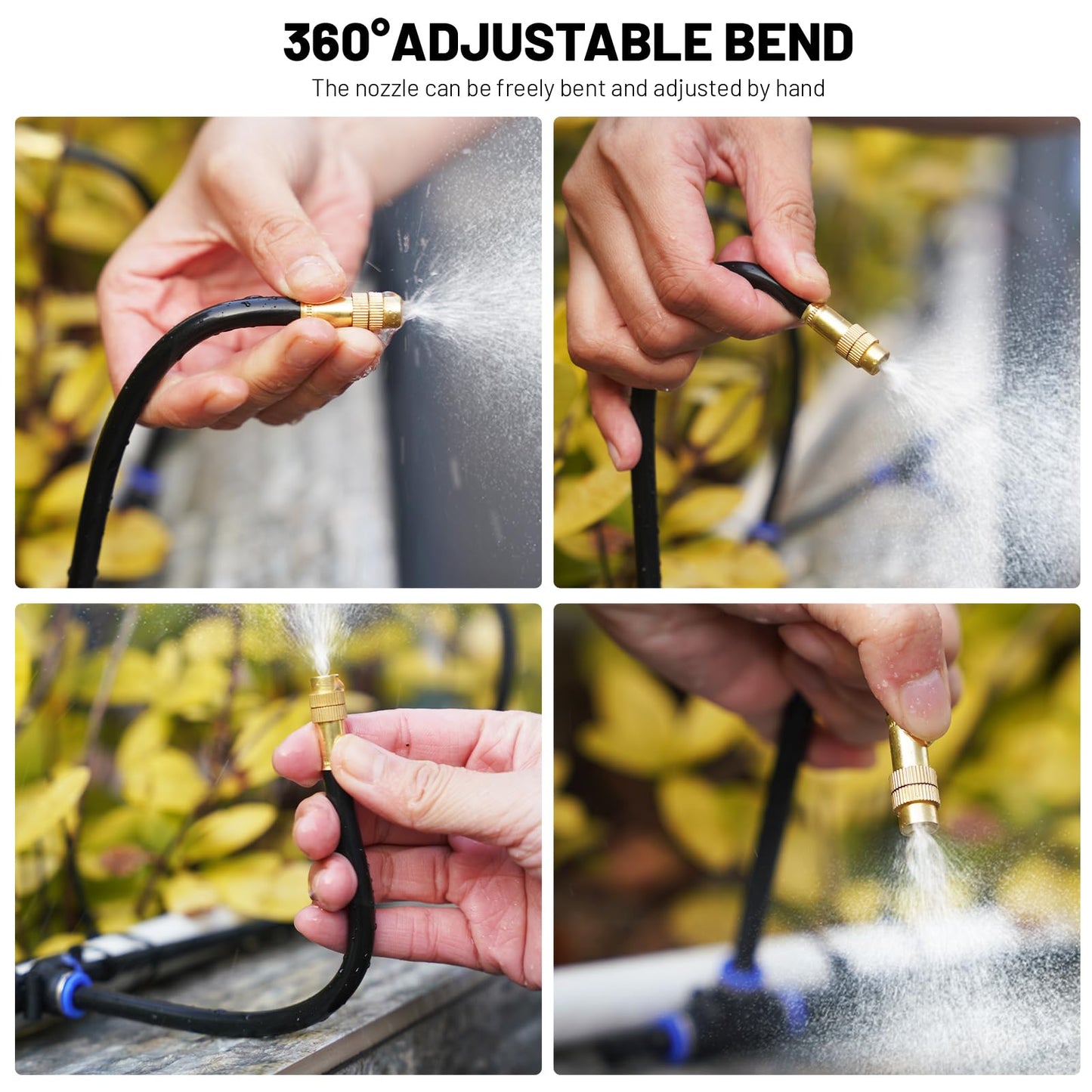 Thiswing 360° Adjustable Drip Irrigation System - 20 FT Garden Watering System with 5 Nozzles, Raised Bed Sprinkler System, Garden Mister for Yard, Lawn, Plants, 5/16" Tubing