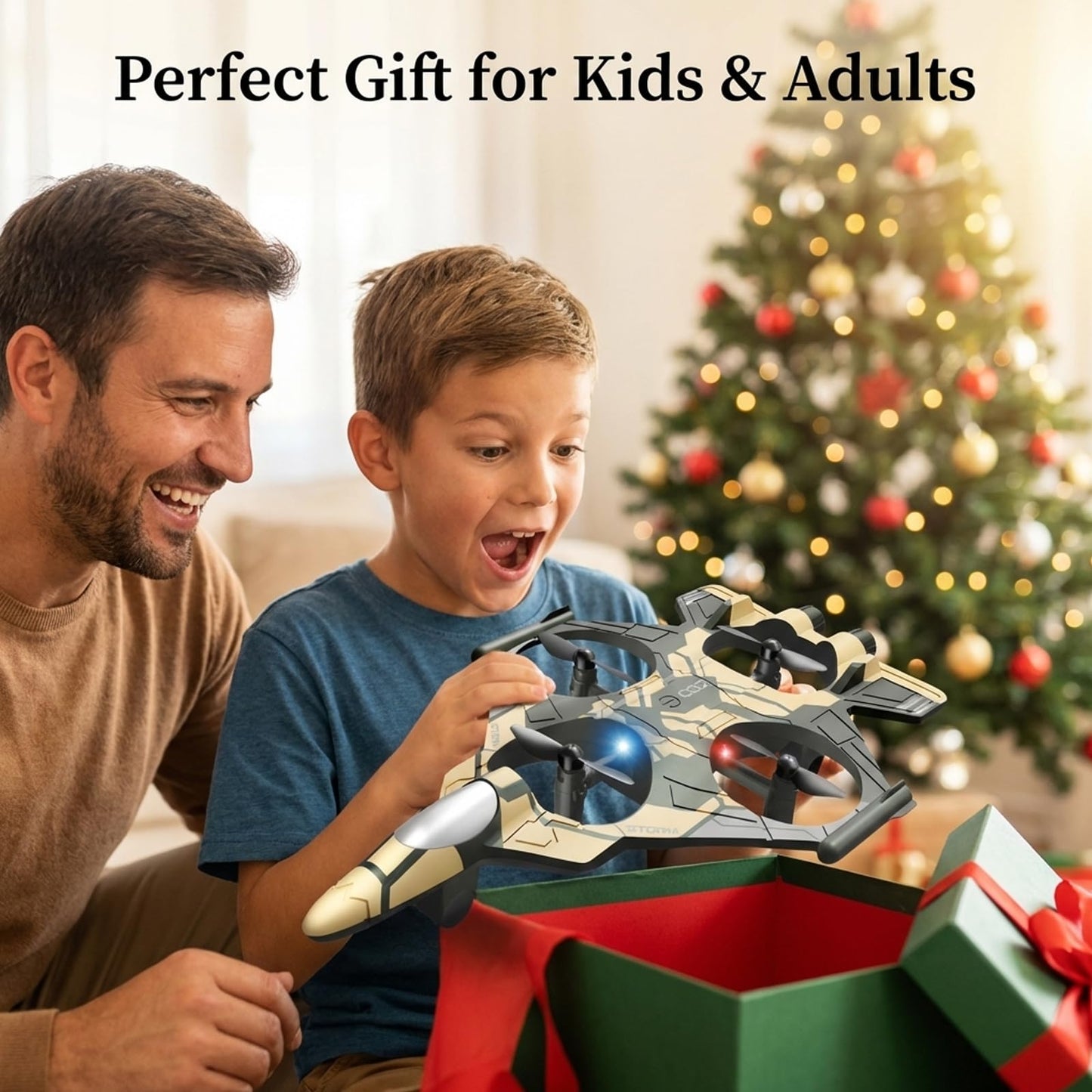 RC Planes For Kids Adults,Remote Control Airplane with LED Lights,360° Flip and Headless Mode,Orbit Flight,One-Key Takeoff/Landing,2 Rechargeable Batteries,Remote Control Plane Best Gift for Kids
