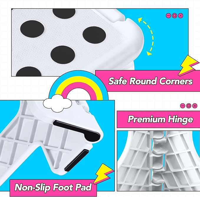 Delxo Folding Step Stool 13 Inch 2 Pack White Non-Slip Foldable Stools for Kids & Adults Up to 300 LBS Step Stool with Handle Lightweight for Kitchen/Bathroom/Bedroom/Garden