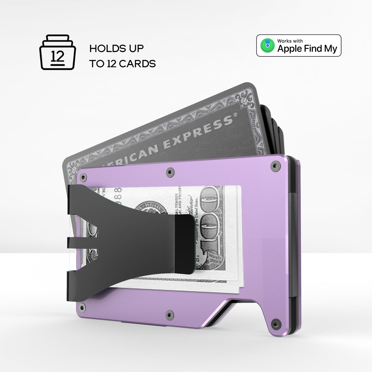 Air Wallet for women, Built-in Tracker Slim Wallet, Smart Wallet with Money Clip, Compatible with FindMy Network(iOS Only), Anti-Theft Card Holder, *Gift for Women (Tracker Wallet, Macaron purple)