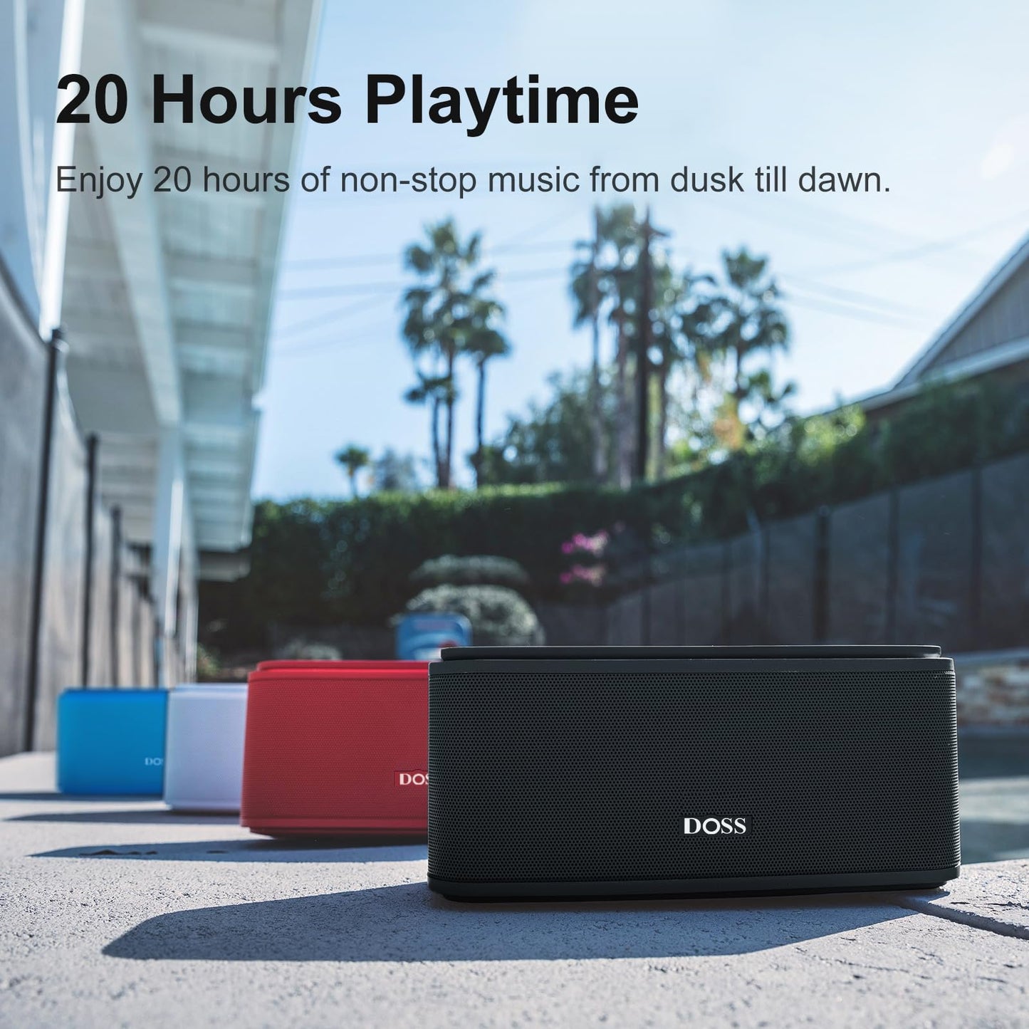 DOSS SoundBox Touch Wireless Bluetooth Speaker-12W HD Sound with Rich Bass, IPX5 Waterproof, 20H Playtime, Handsfree, for Gatherings, Home, Office, Outdoor, Travel-Black
