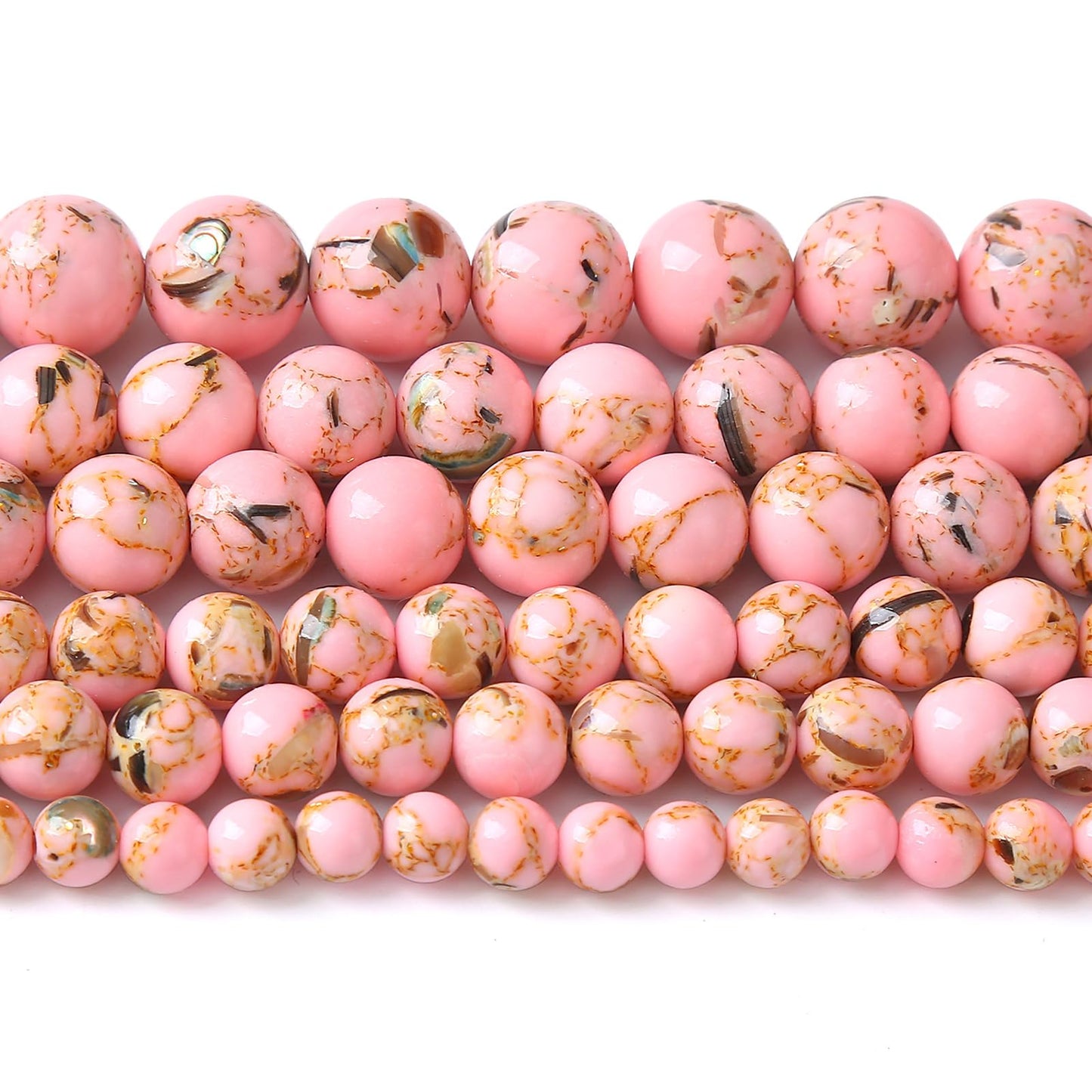 6MM 60PCS Pink Shell Turquoise Spacer Loose Beads for Jewelry Making DIY Bracelet Necklace
